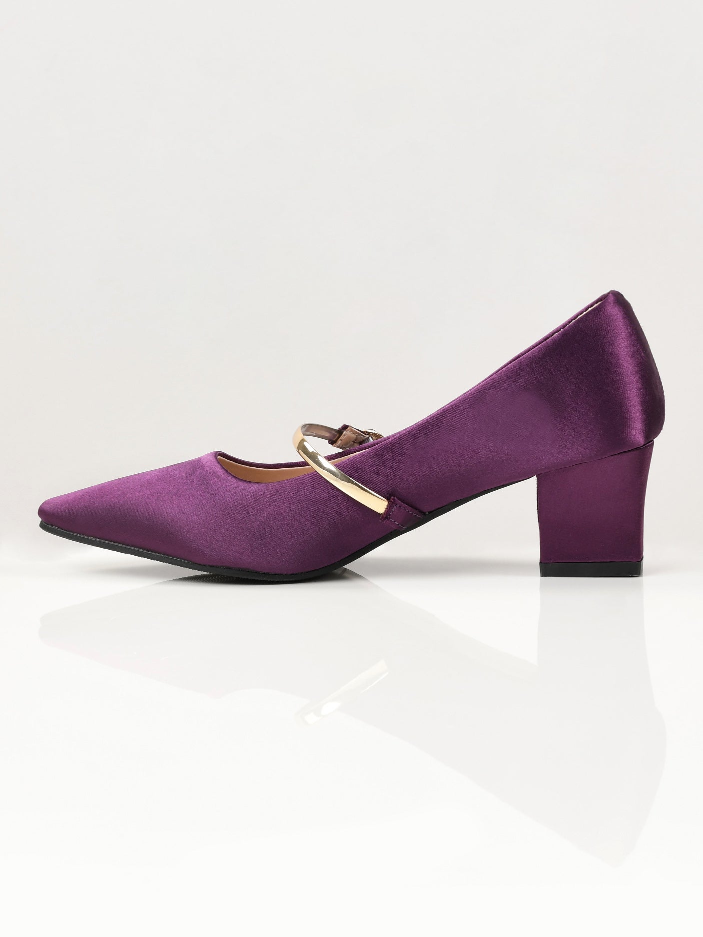 Shiny Block Heels - Purple