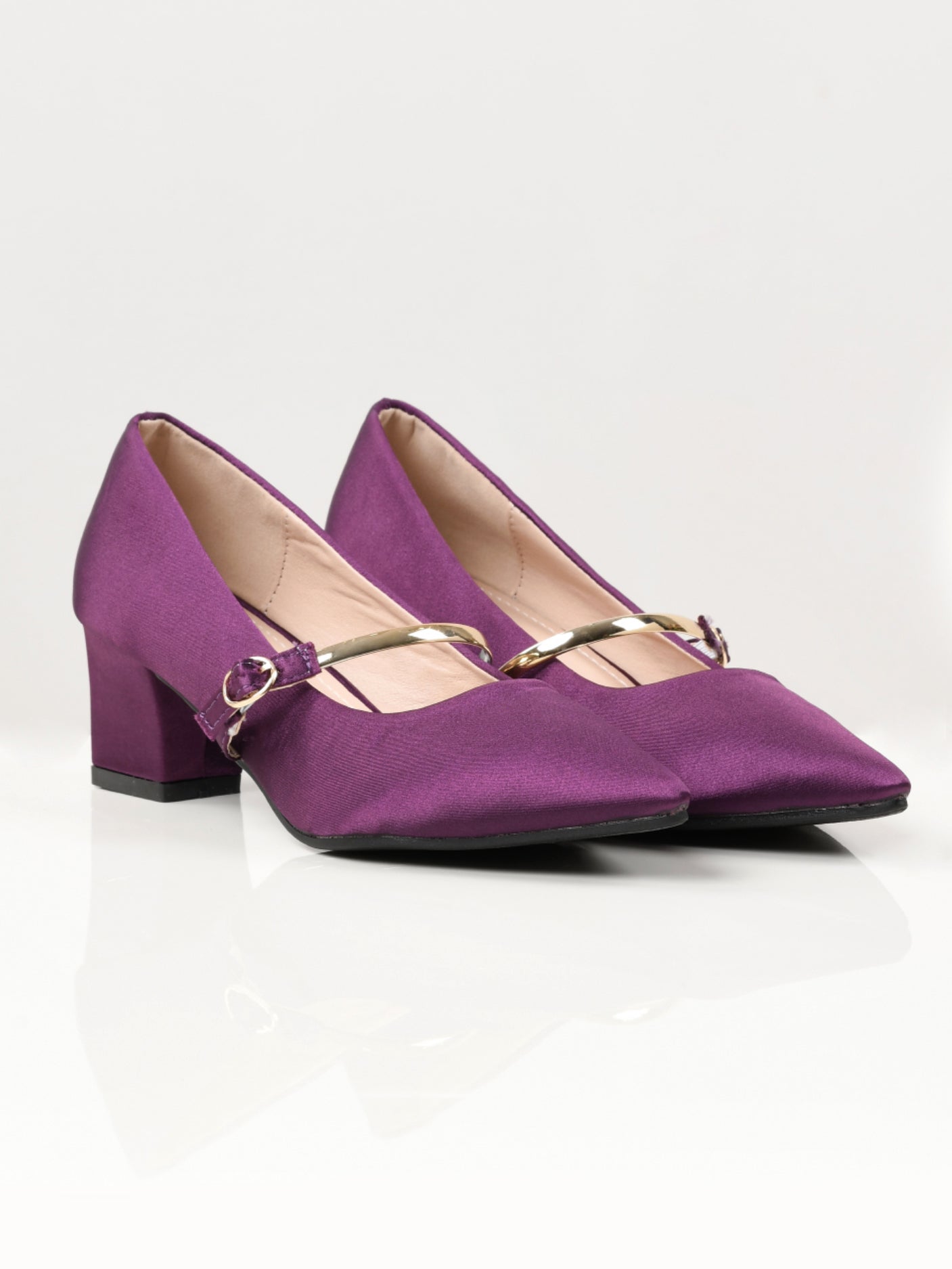 Shiny Block Heels - Purple