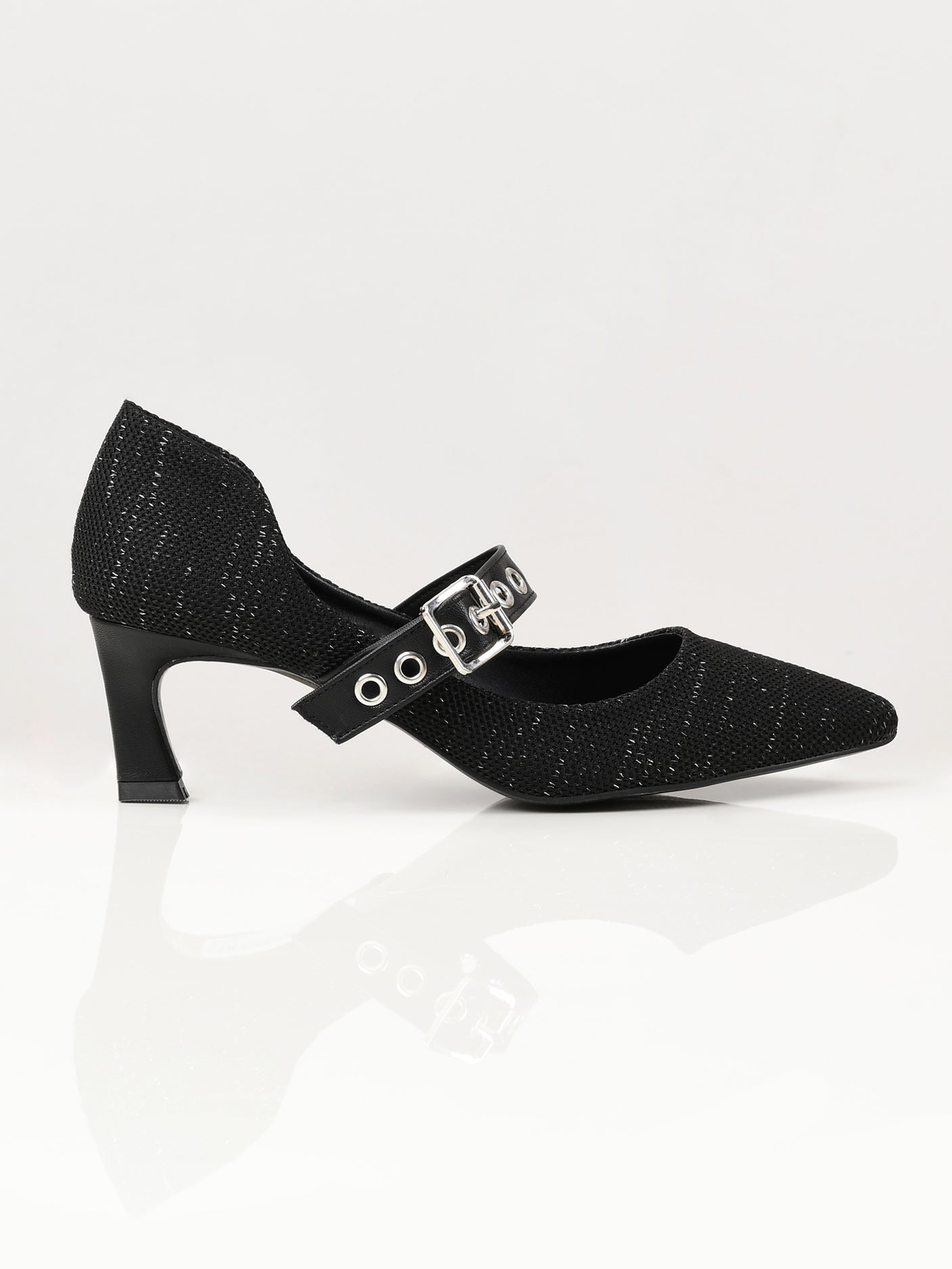 Pointed Shimmer Heels - Black