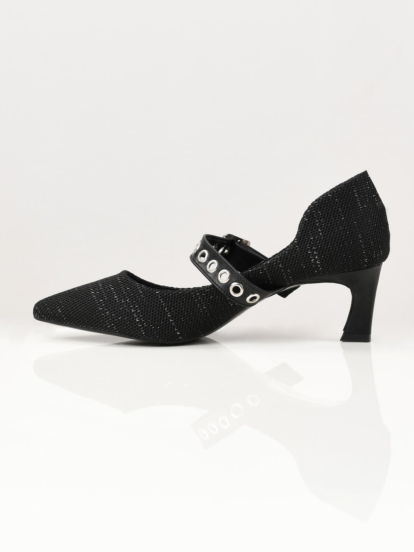 Pointed Shimmer Heels - Black