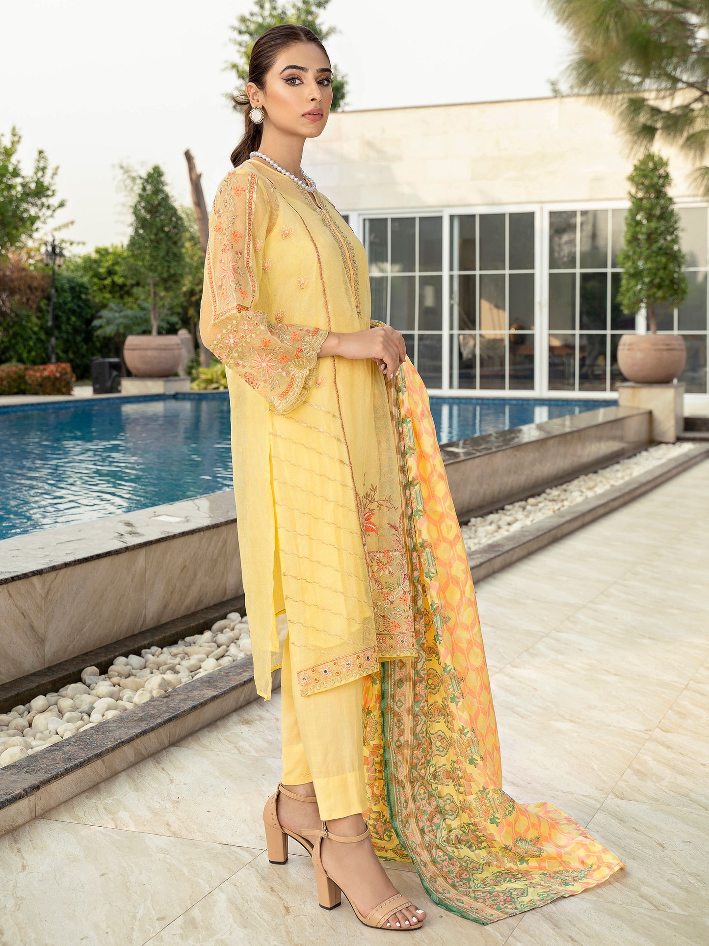 2 Piece Net Suit-Embroidered (Unstitched)