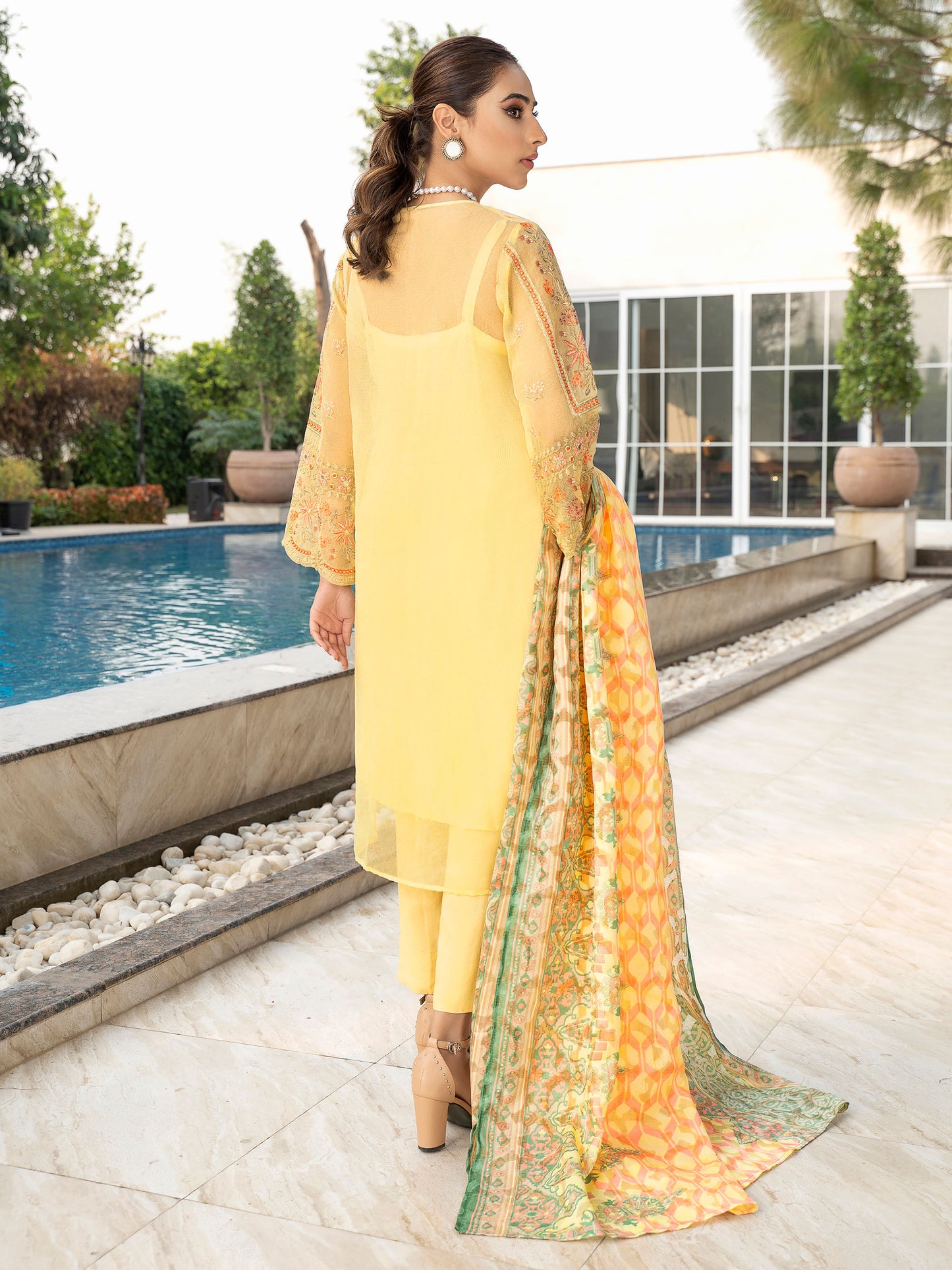 2 Piece Net Suit-Embroidered (Unstitched)