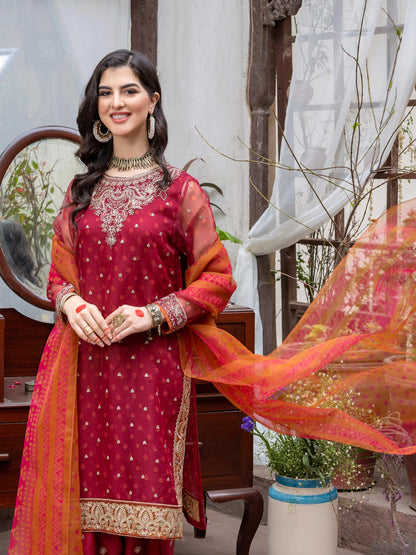 3 Piece Organza Suit-Embroidered (Pret)