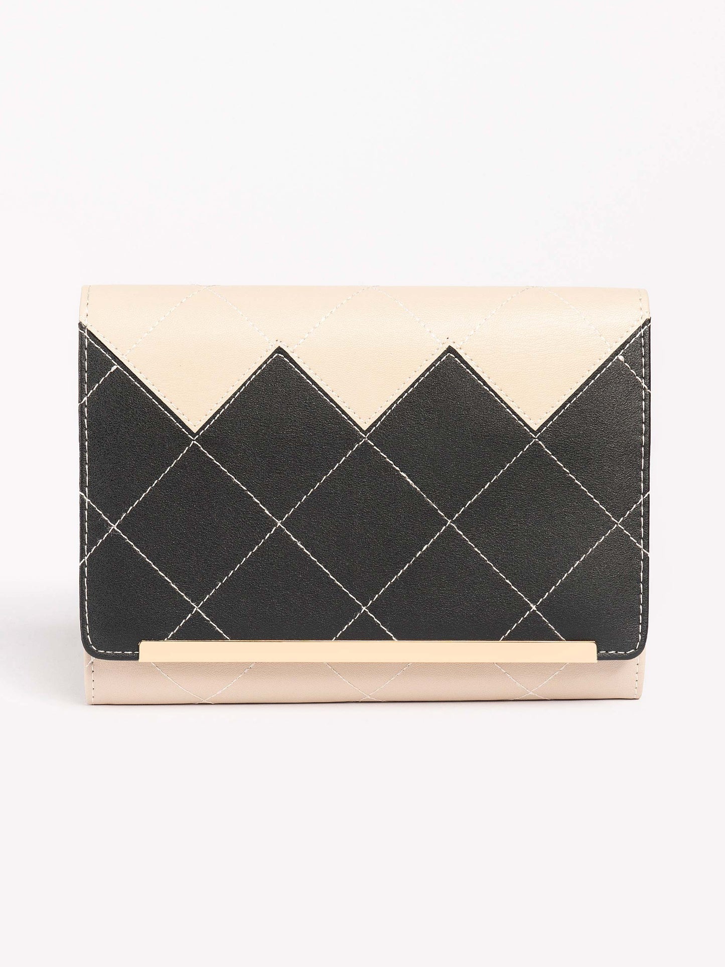 Two Tone Quilted Pattern Clutch