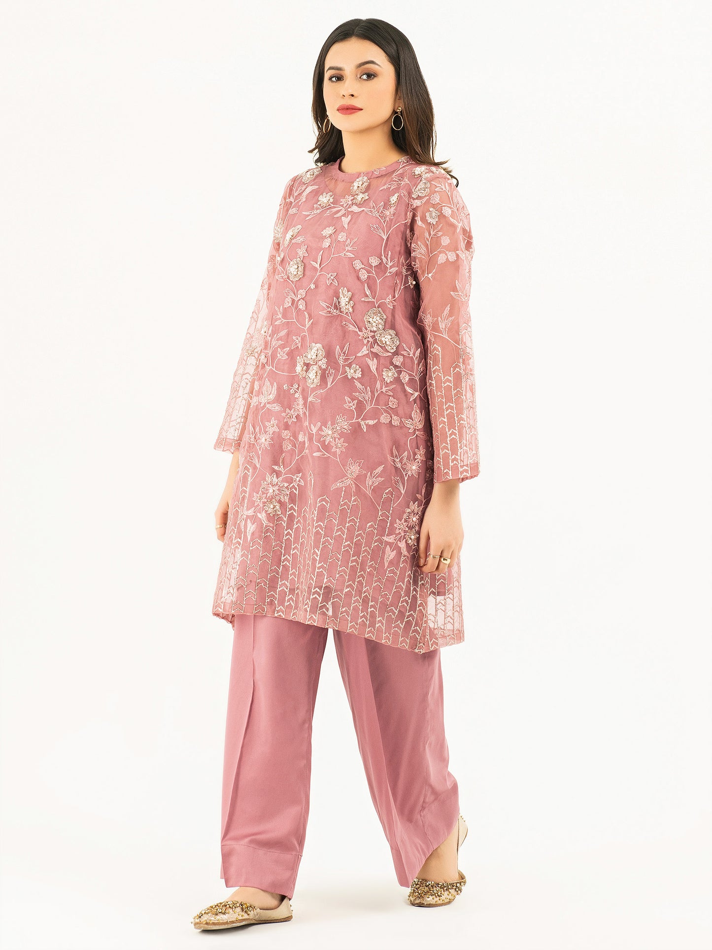 2 Piece Organza Suit-Embellished (Pret)