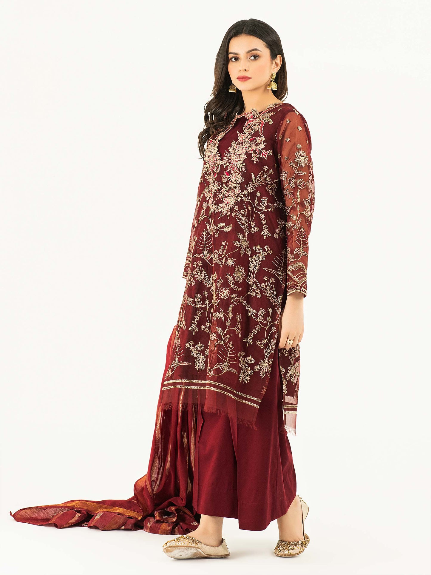 3 Piece Organza Suit Embroidered (Pret)