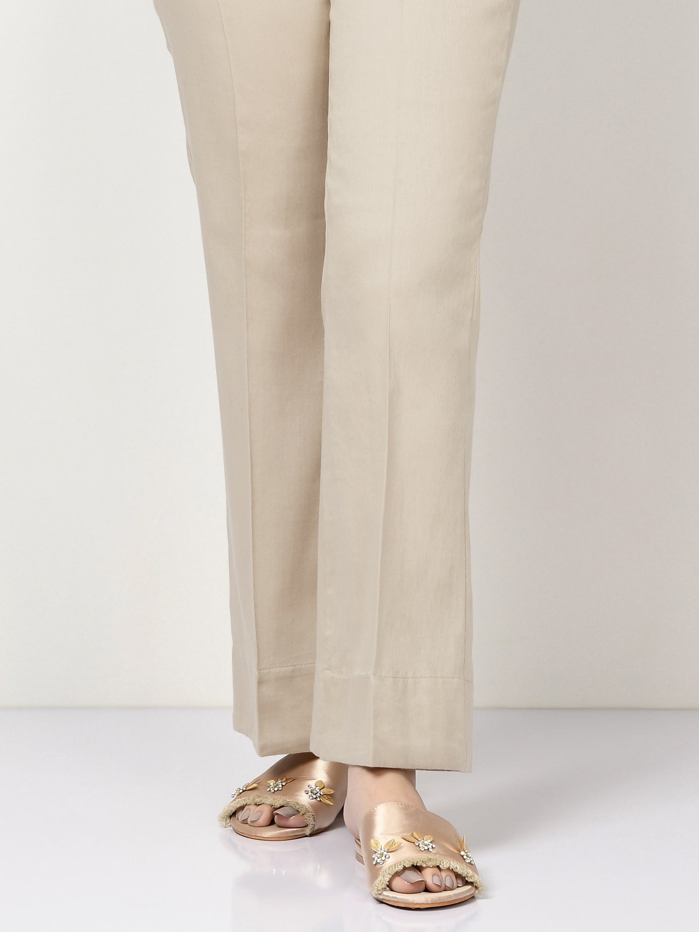 Unstitched Cambric Trouser - Light Beige