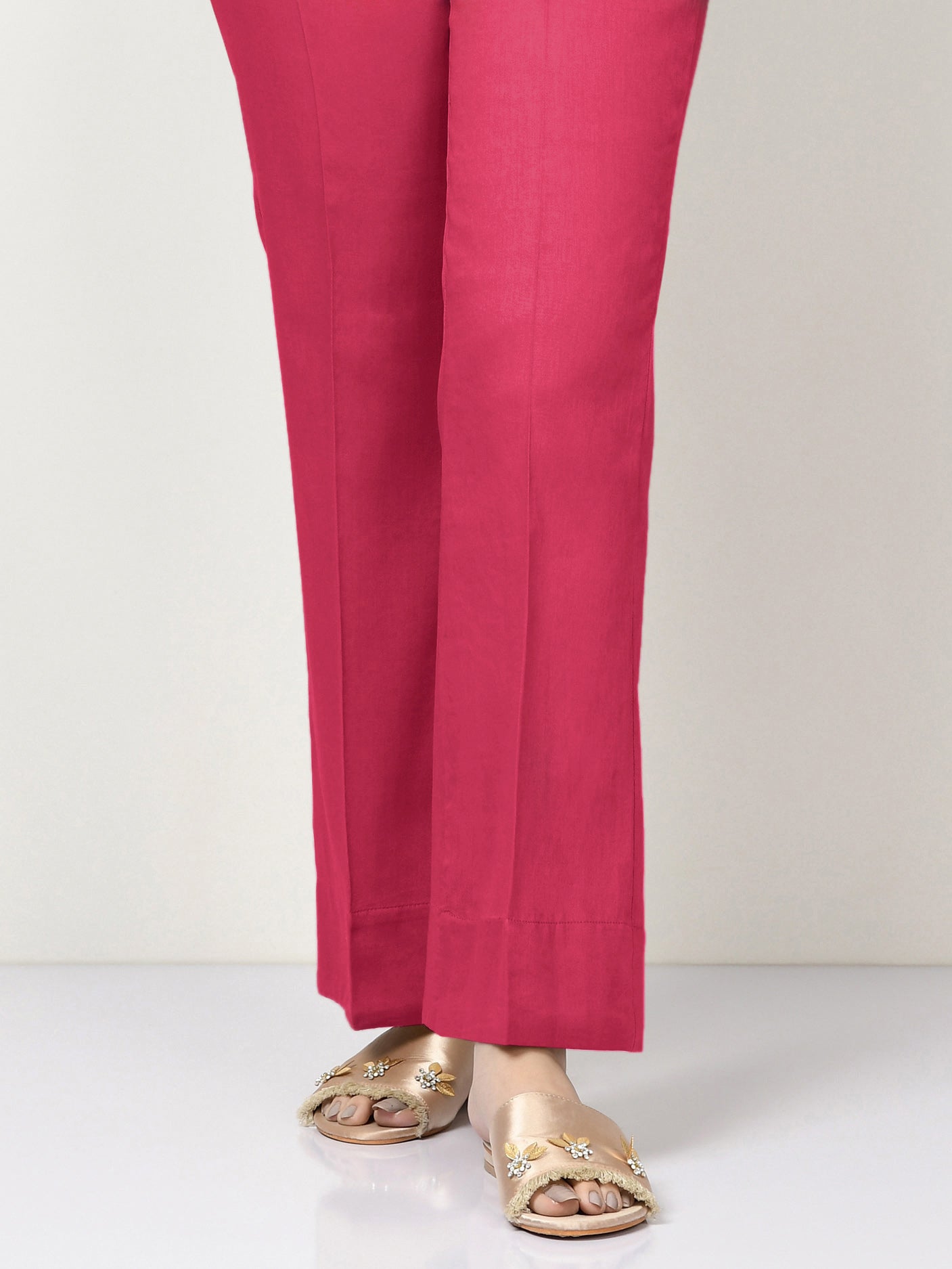 Unstitched Cambric Trouser - Fuchsia Pink