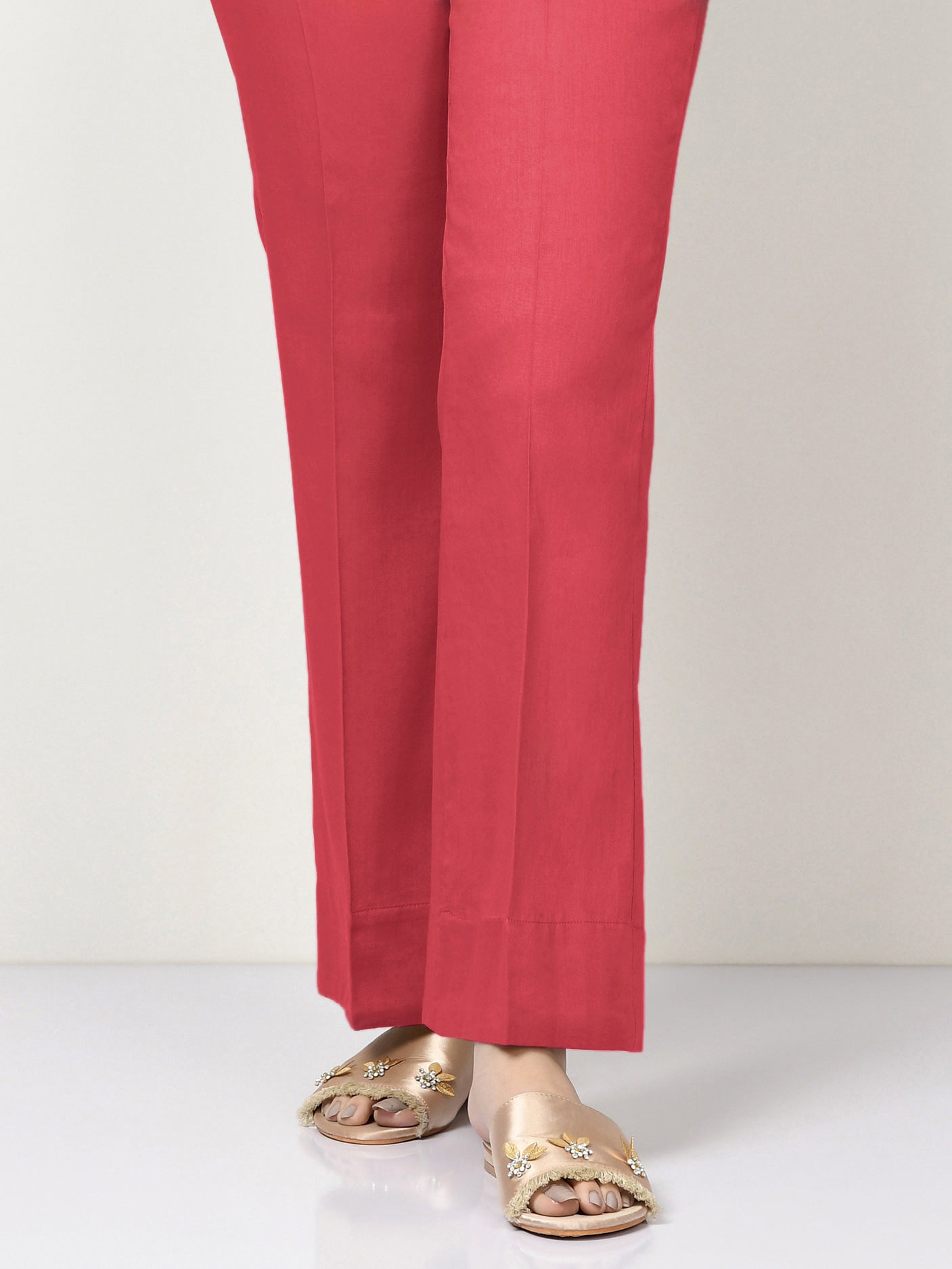 Unstitched Cambric Trouser - Coral