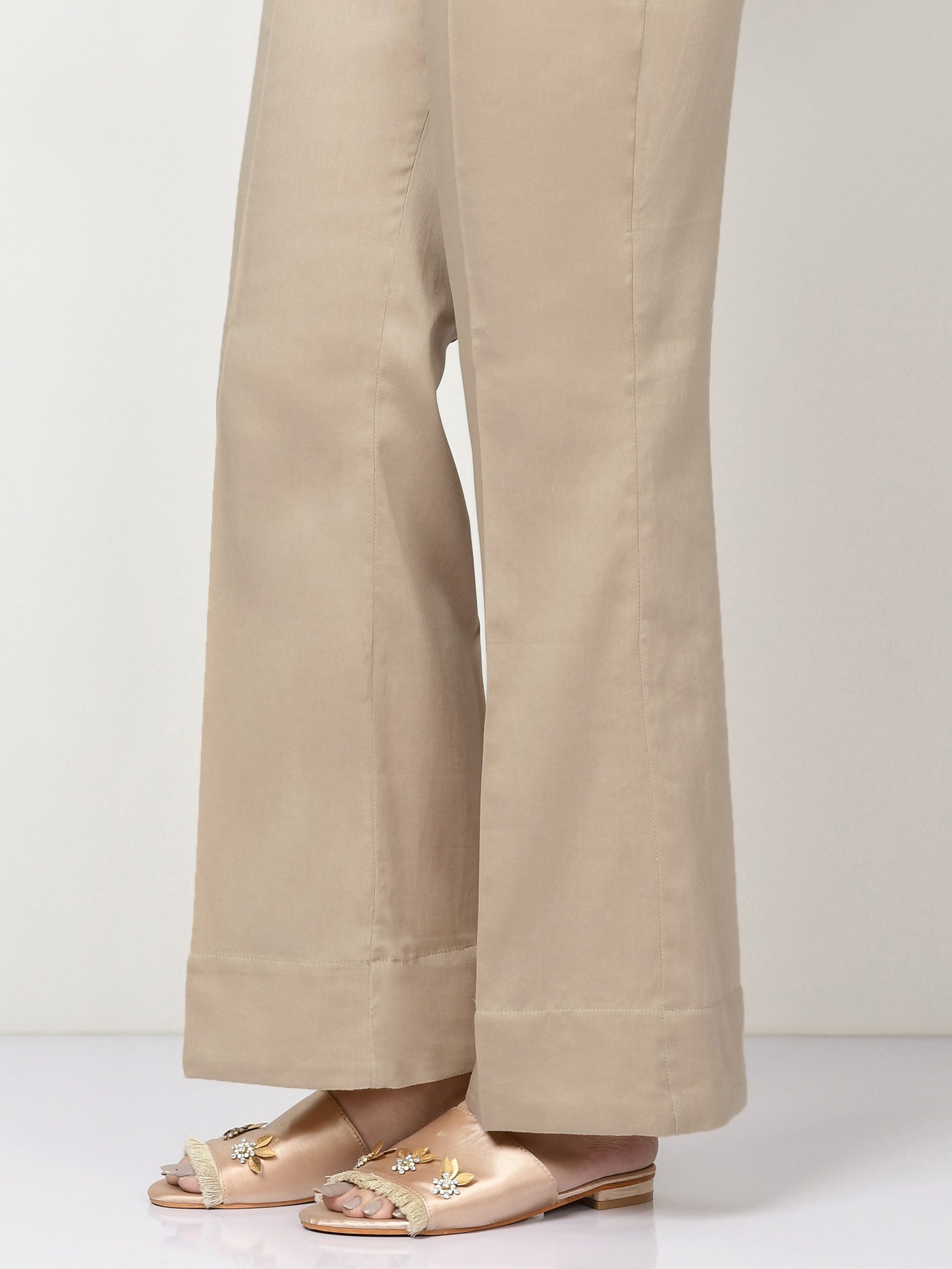Unstitched Cambric Trouser - Dark Beige