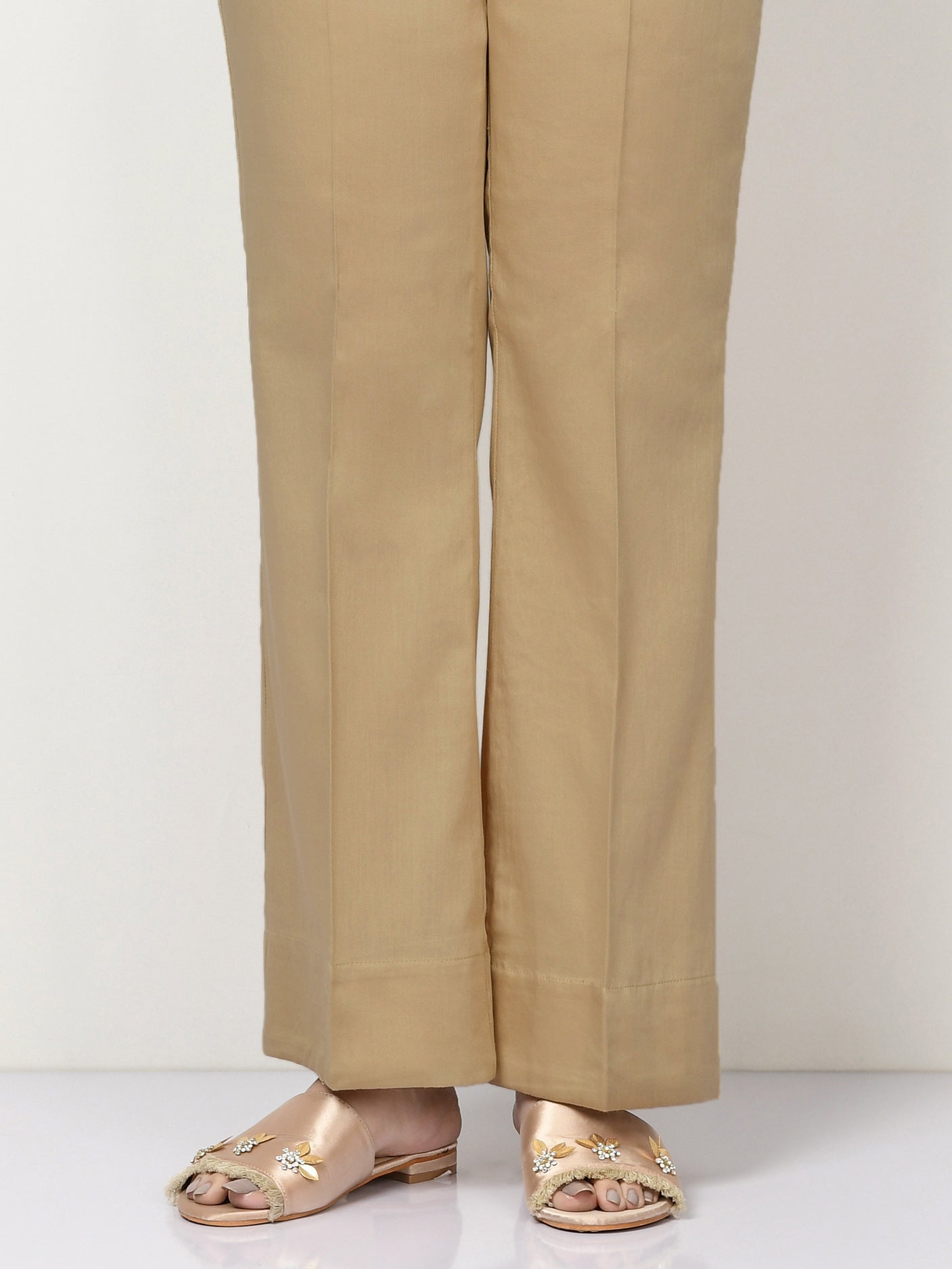 Cambric Bootcut Trouser - Dark Beige