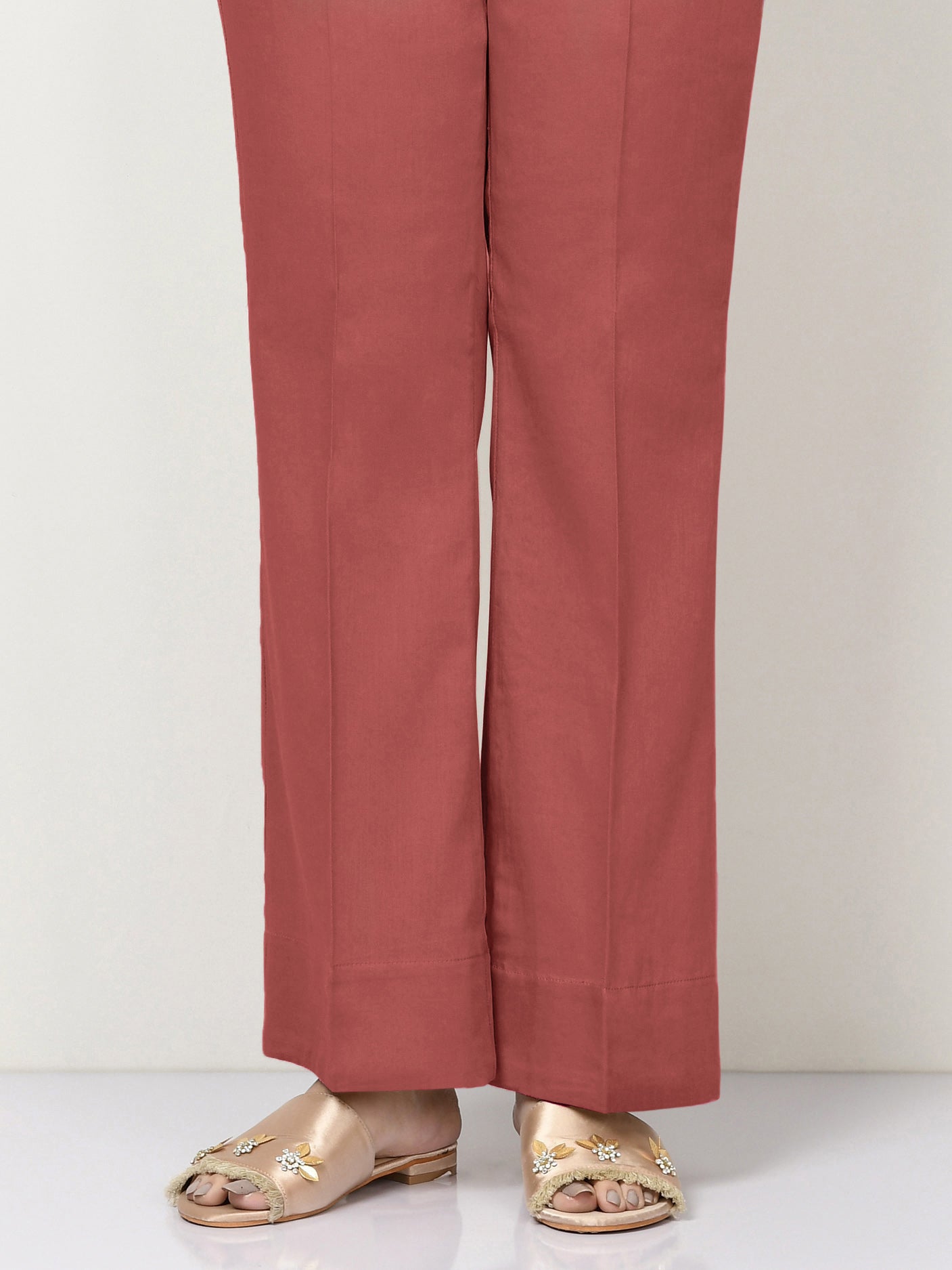 Unstitched Winter Cotton Trouser - Light Red
