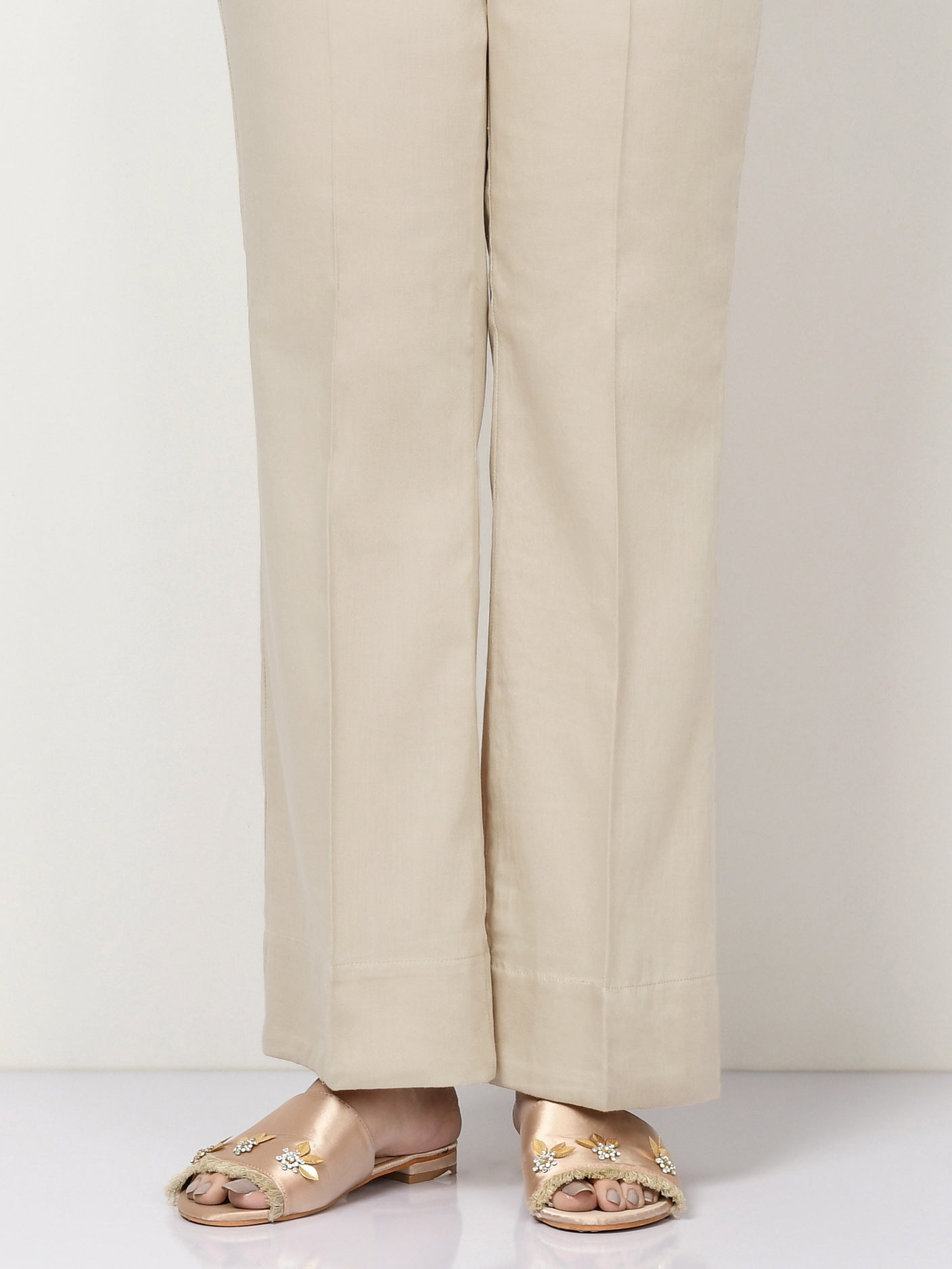 Unstitched Cambric Trouser - Light Beige