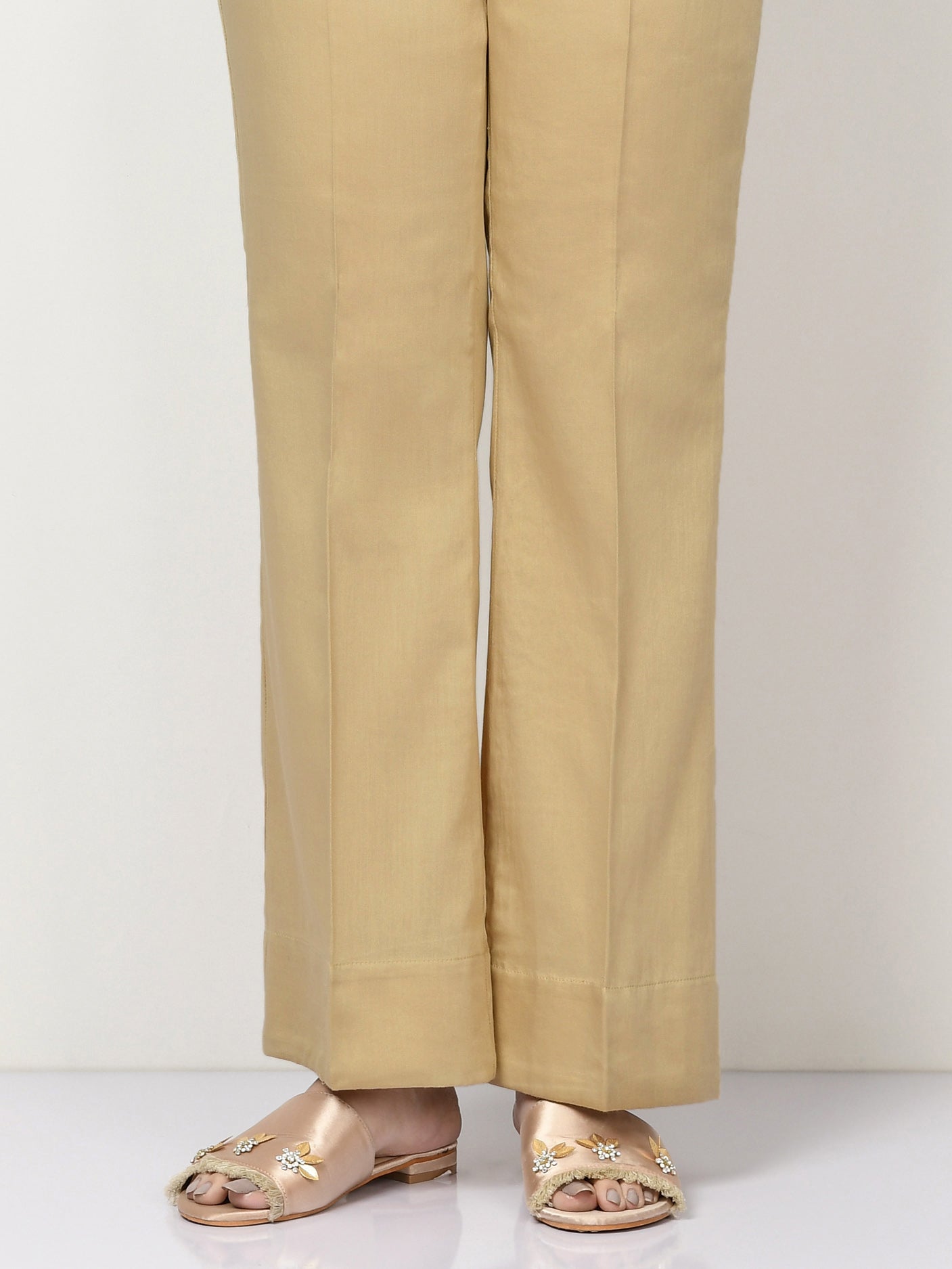 Unstitched Cambric Trouser - Sand Beige