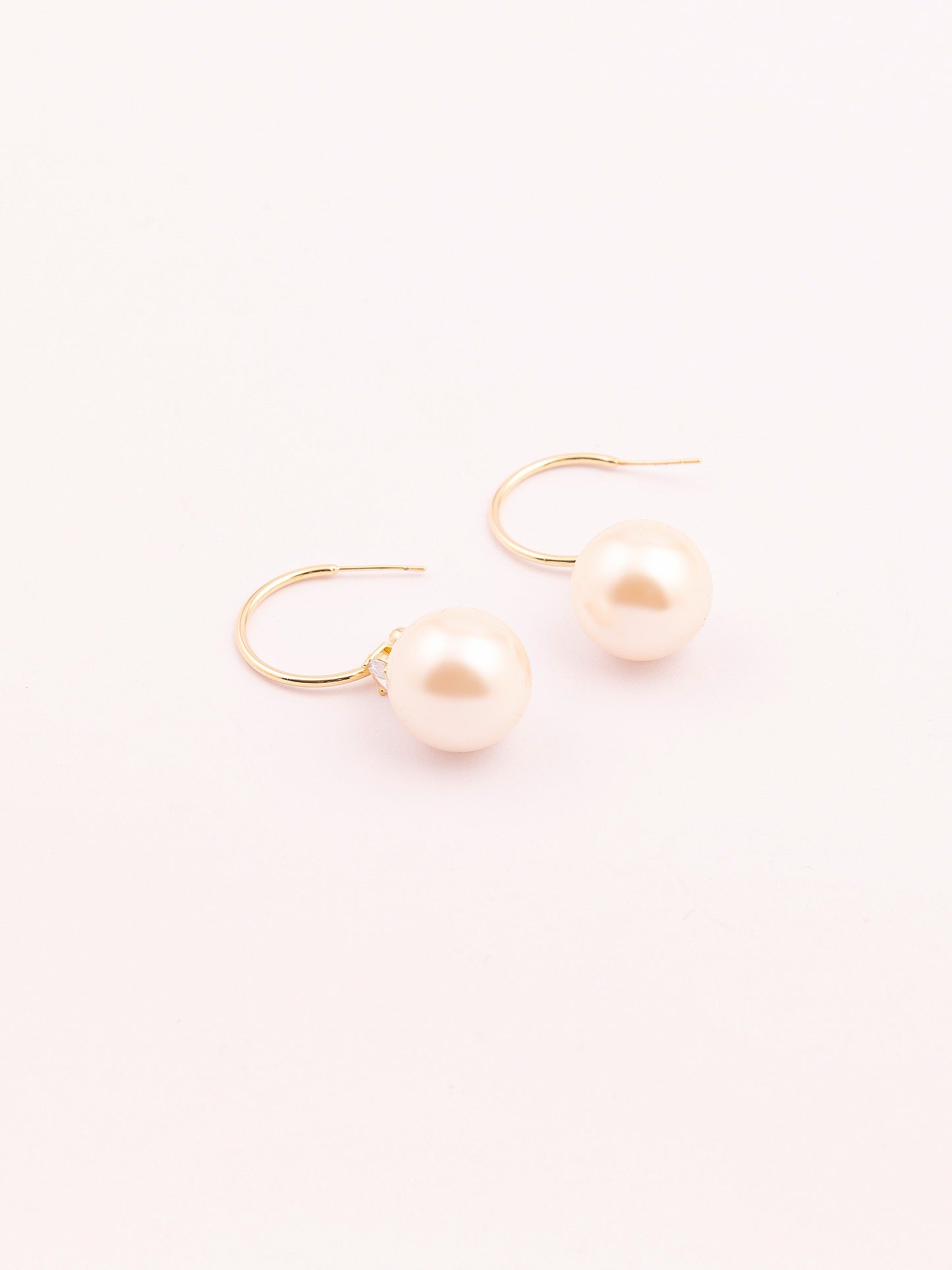 Pearl C Hoop Earrings