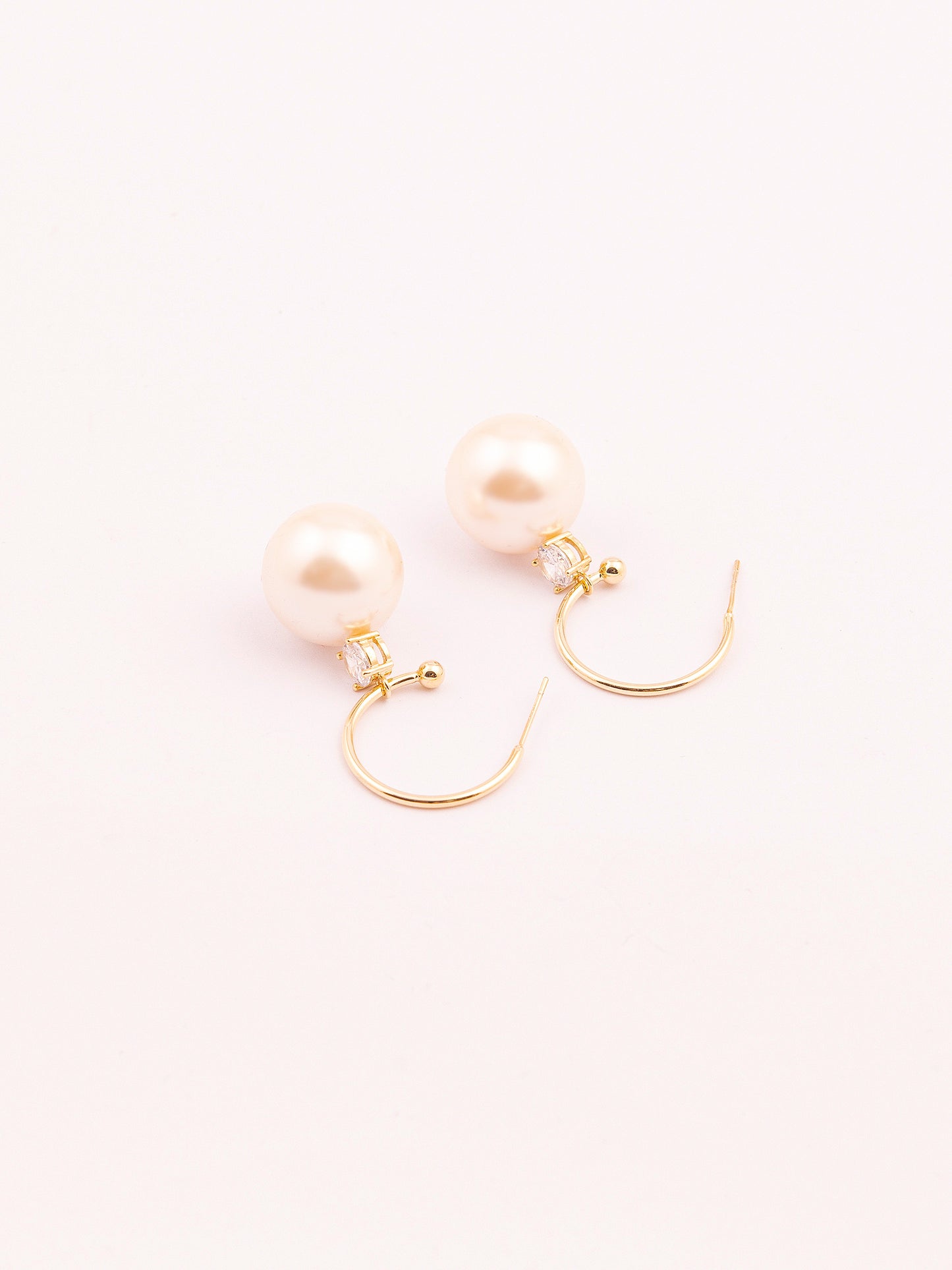 Pearl C Hoop Earrings