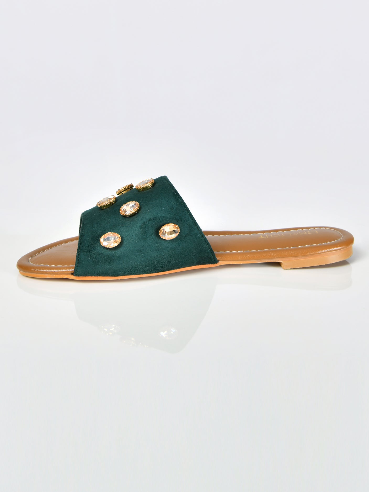 Stone Studded Sandals-Green