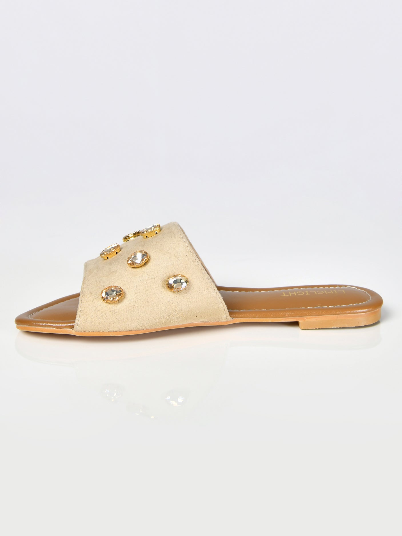 Stone Studded Sandals-Beige