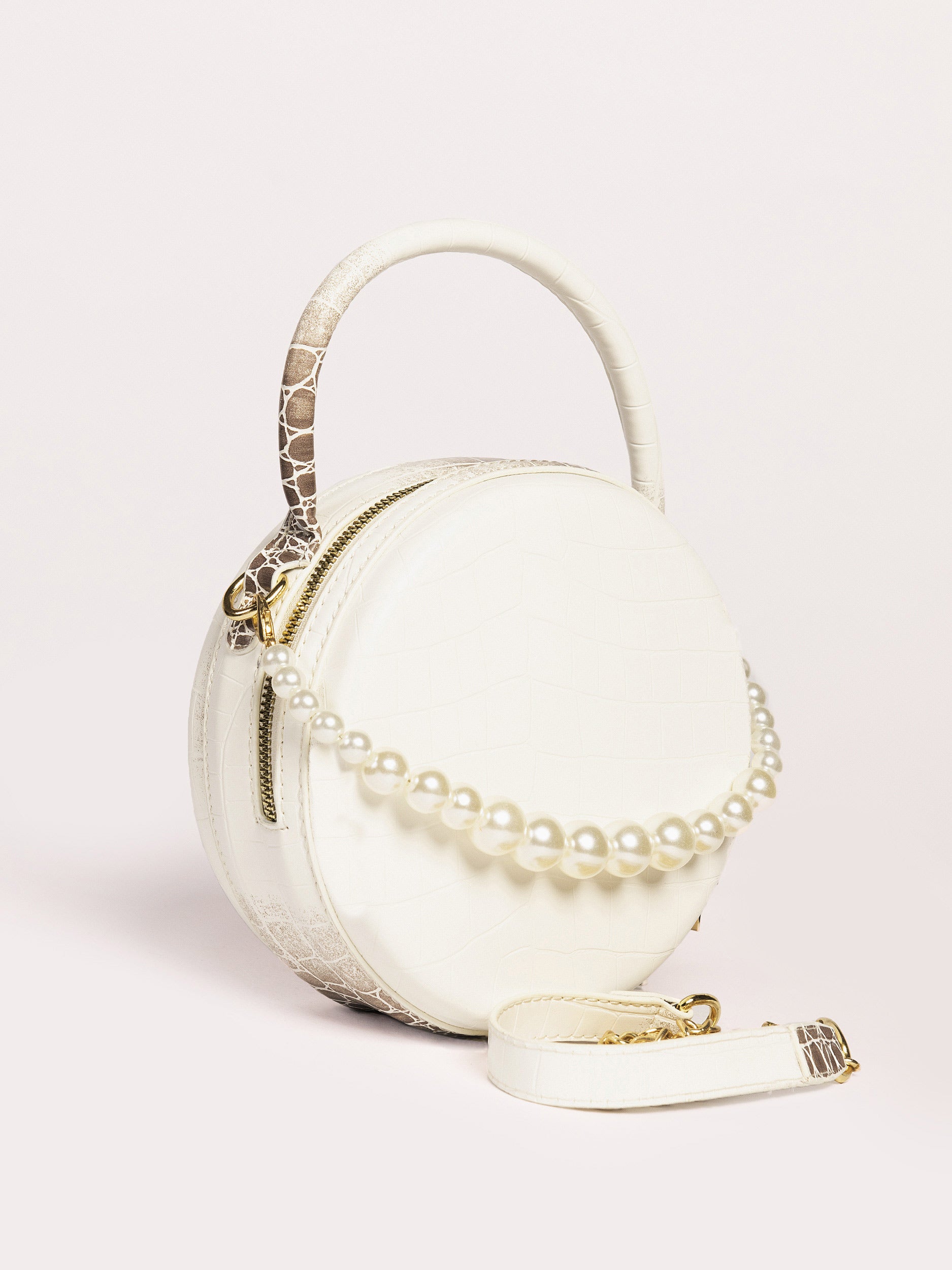Textured Pearl Circular Handbag