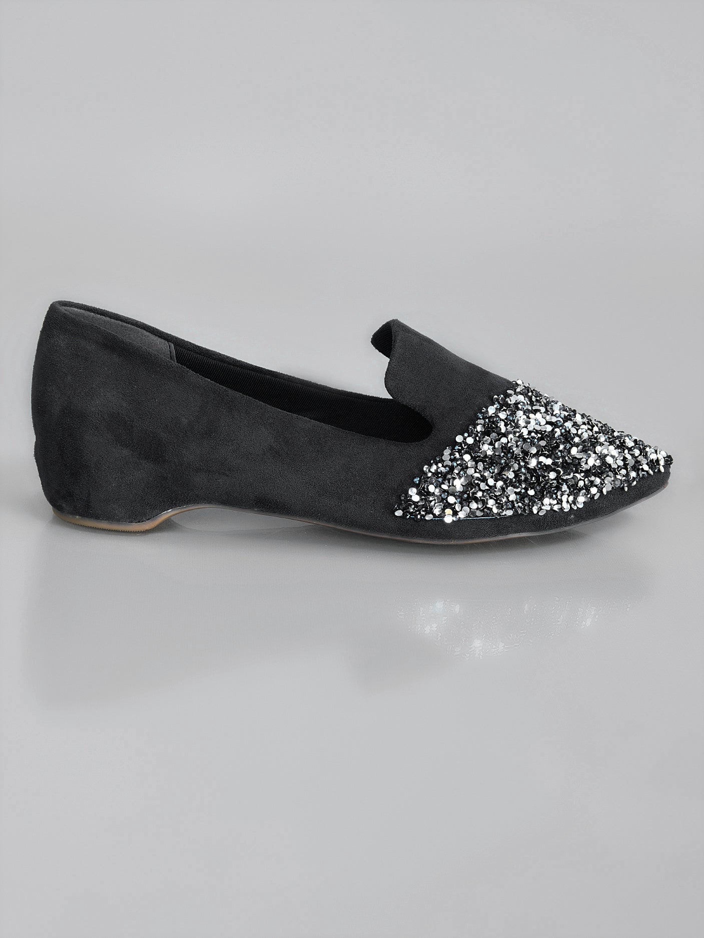 Sequined Pointed Pumps - Black