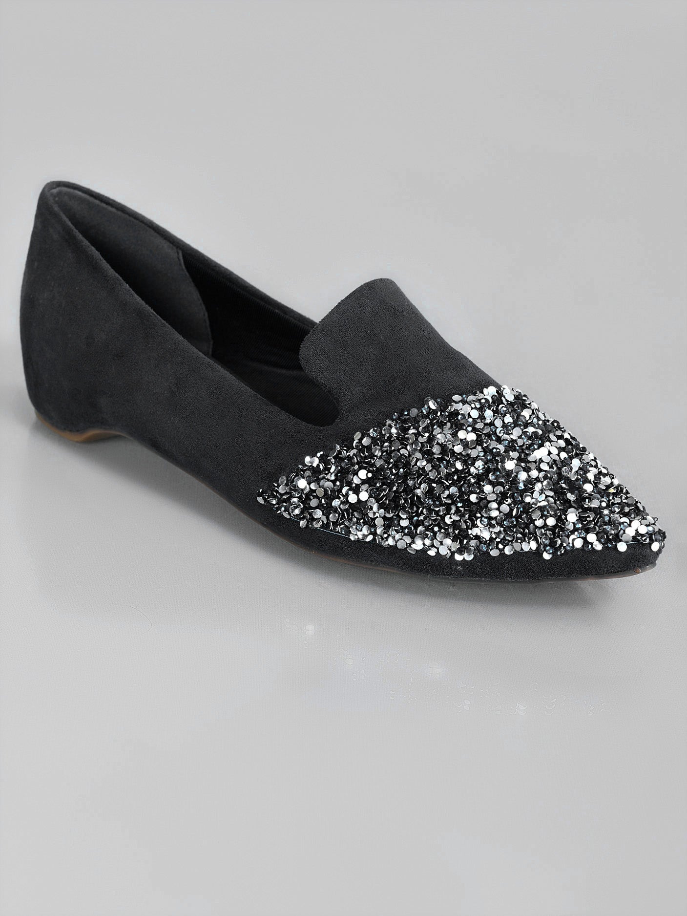 Sequined Pointed Pumps - Black