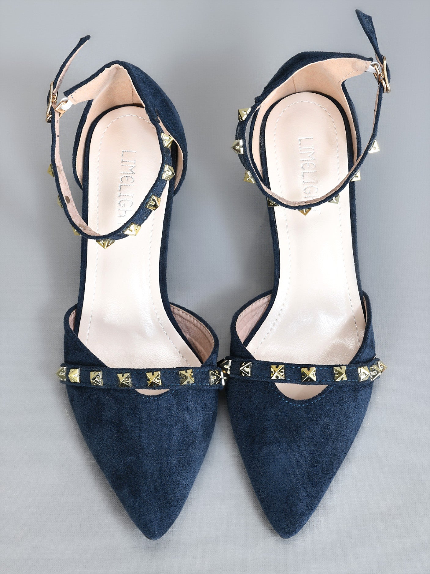 Studded Block Heels- Blue