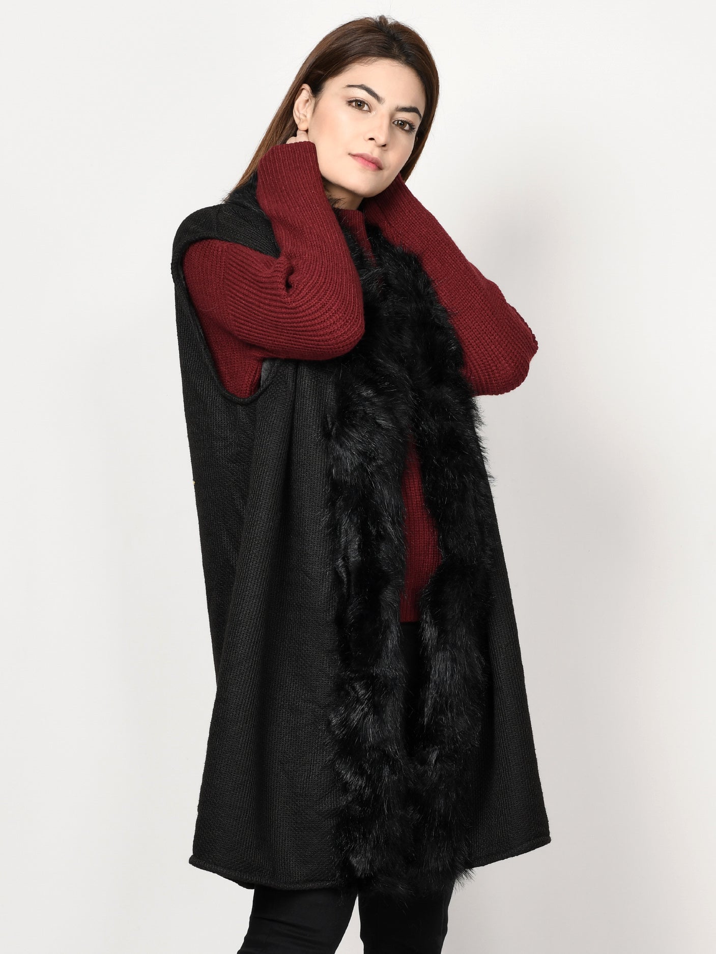 Thick Knit Fur Cardigan