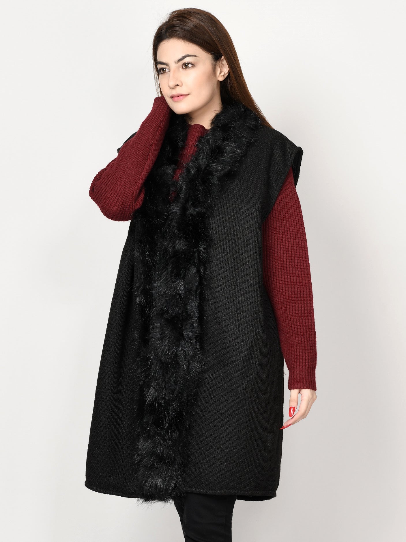 Thick Knit Fur Cardigan