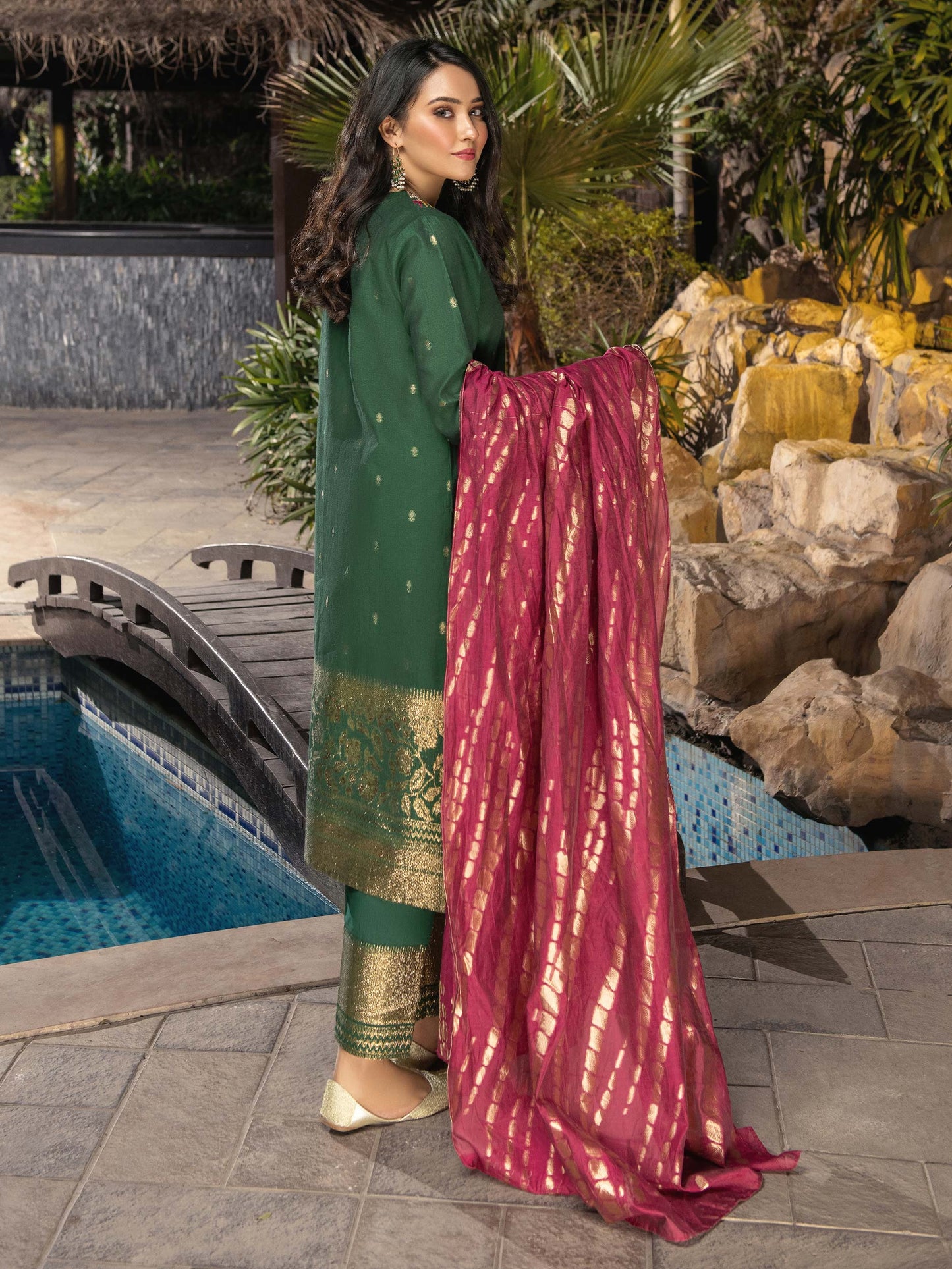 3 Piece Jacquard Suit-Embroidered (Unstitched)