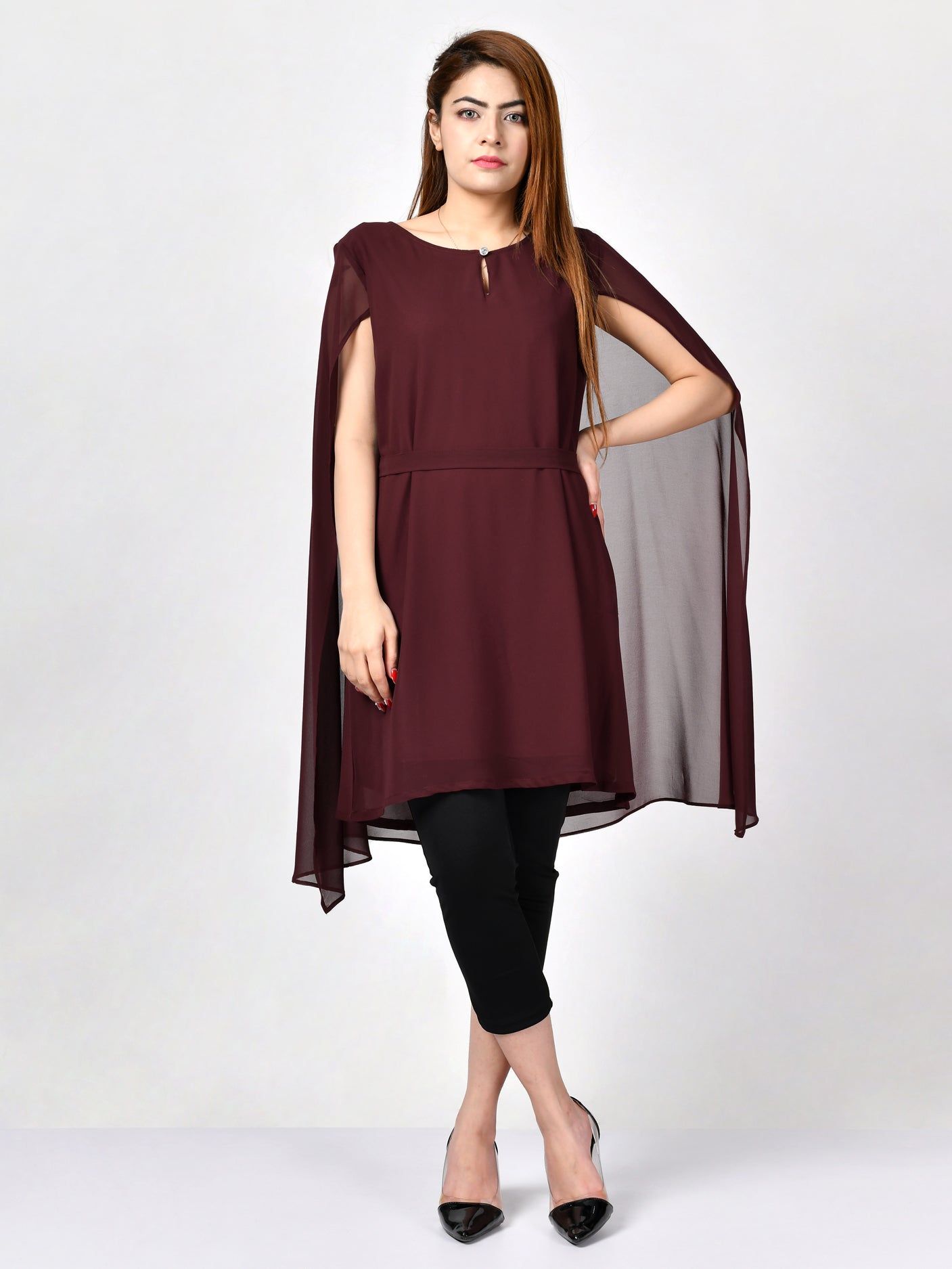 Belt Chiffon Dress Limelightpk