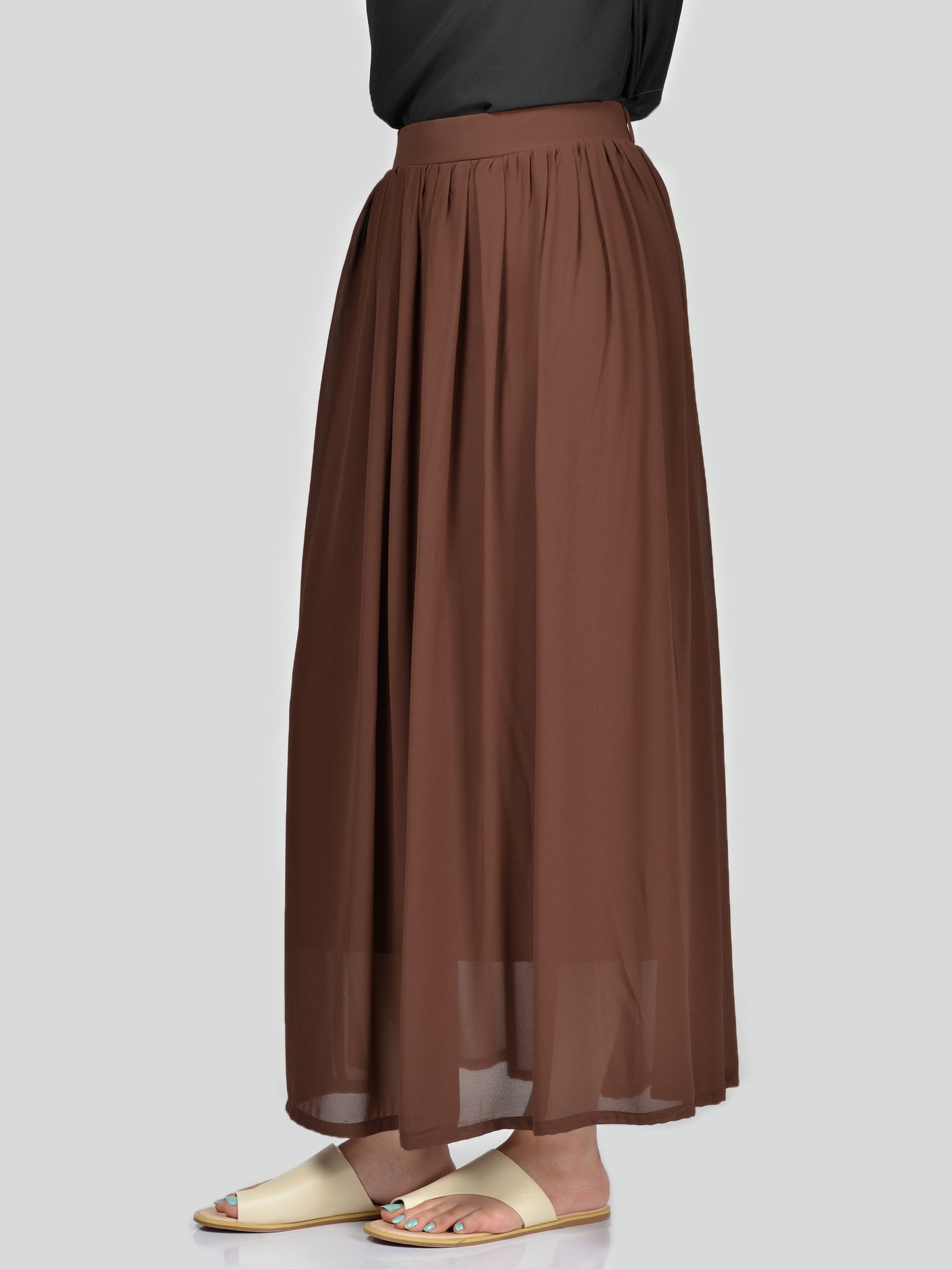 Chiffon Skirt-Dark Brown