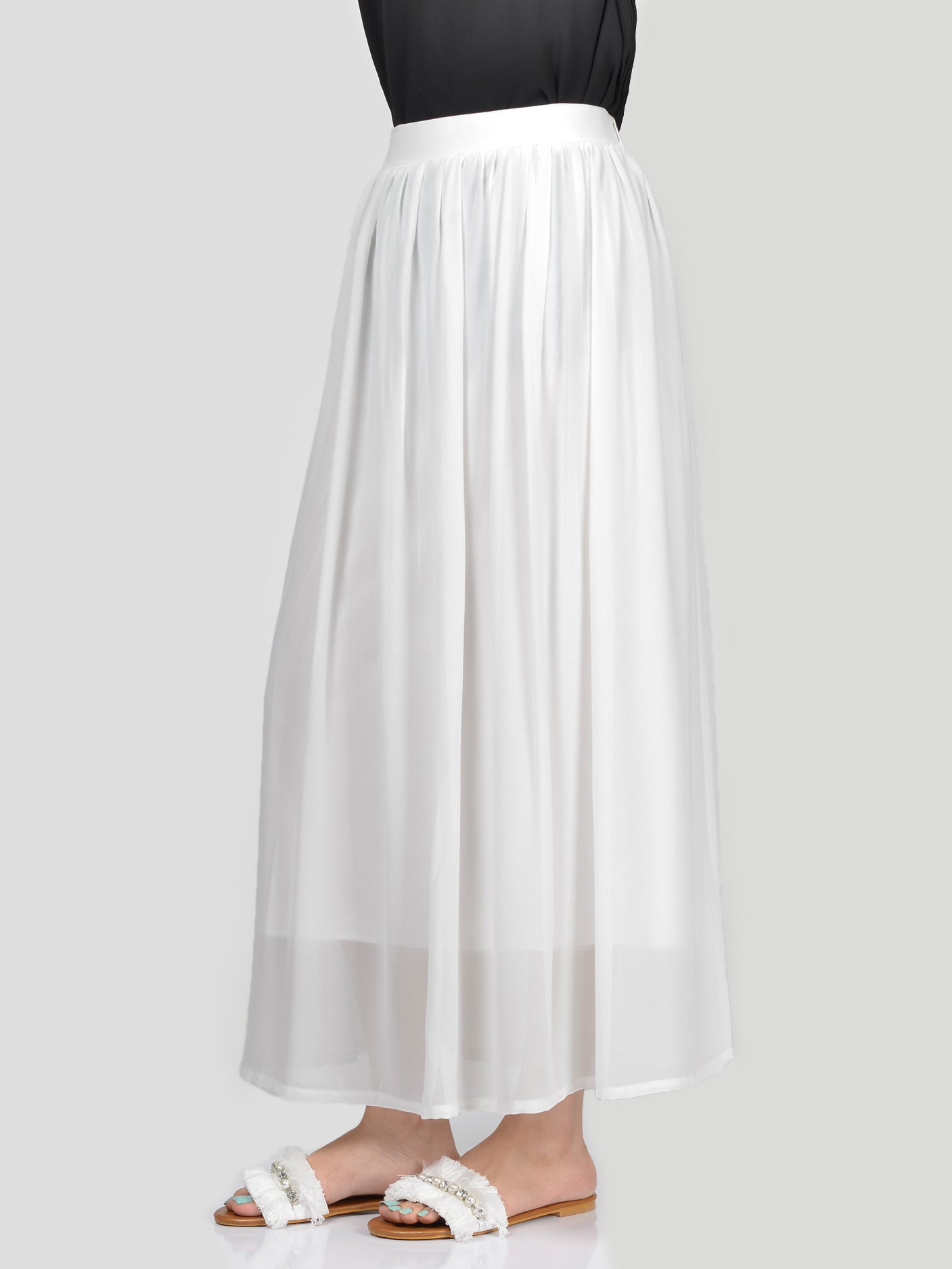 Chiffon Skirt-White