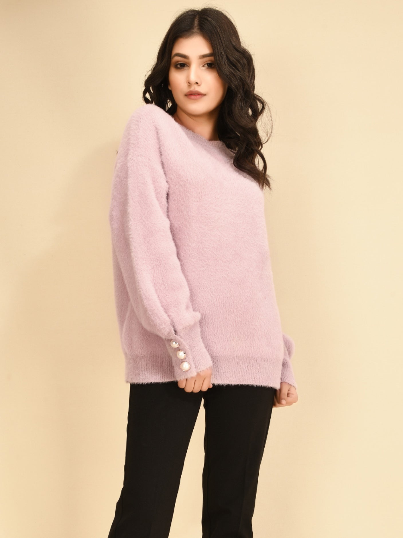 Fuzzy Pearled Sweater