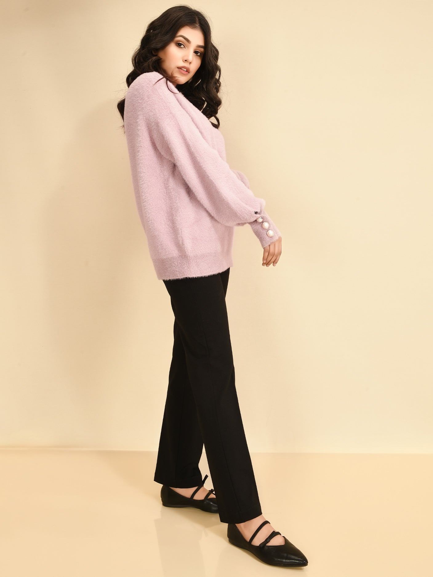Fuzzy Pearled Sweater