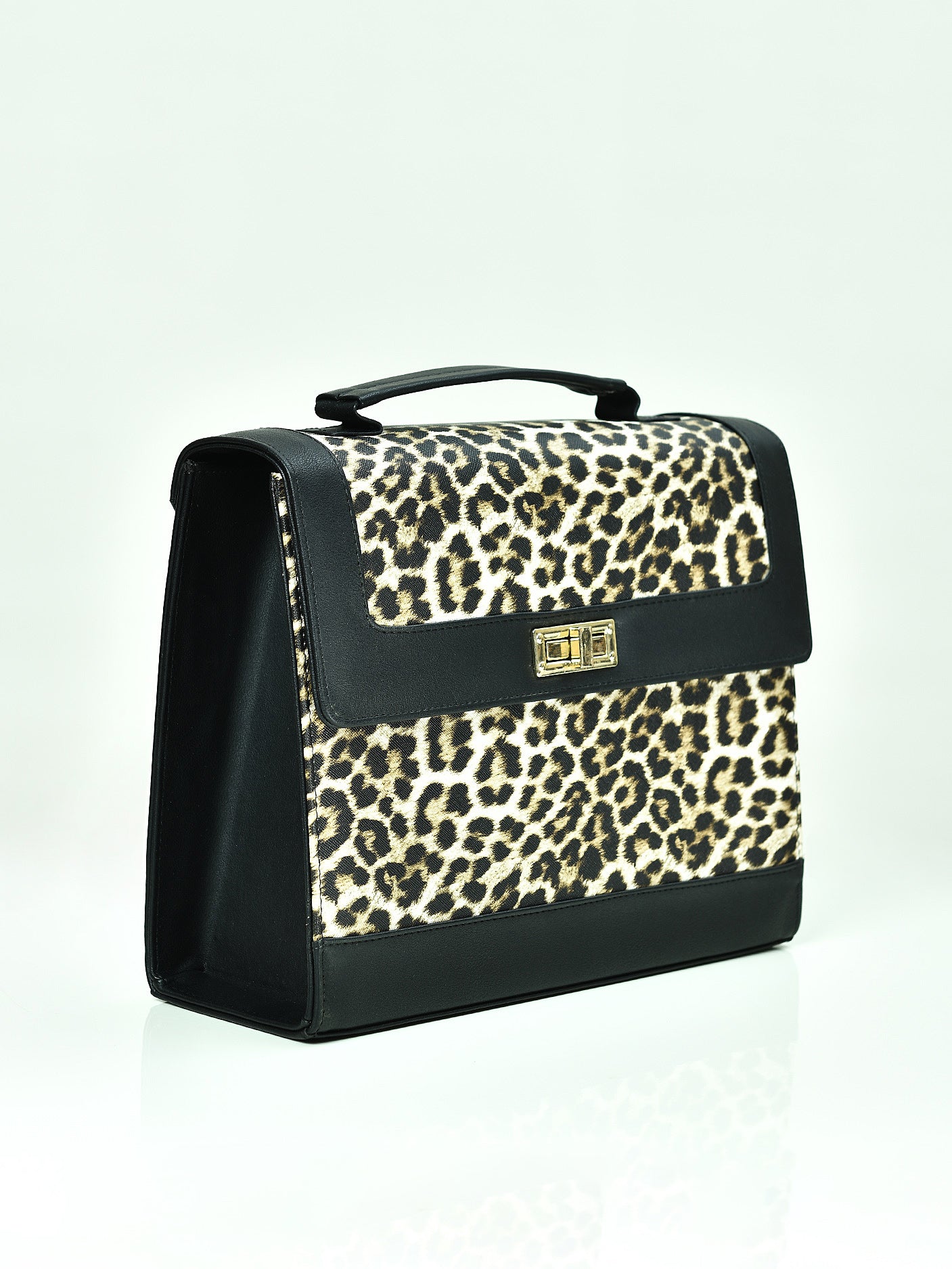 Box Leopard Textured Hand Bag