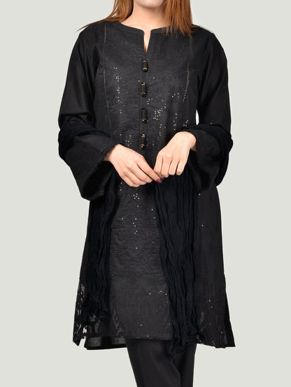 Crushed Dupatta-Black