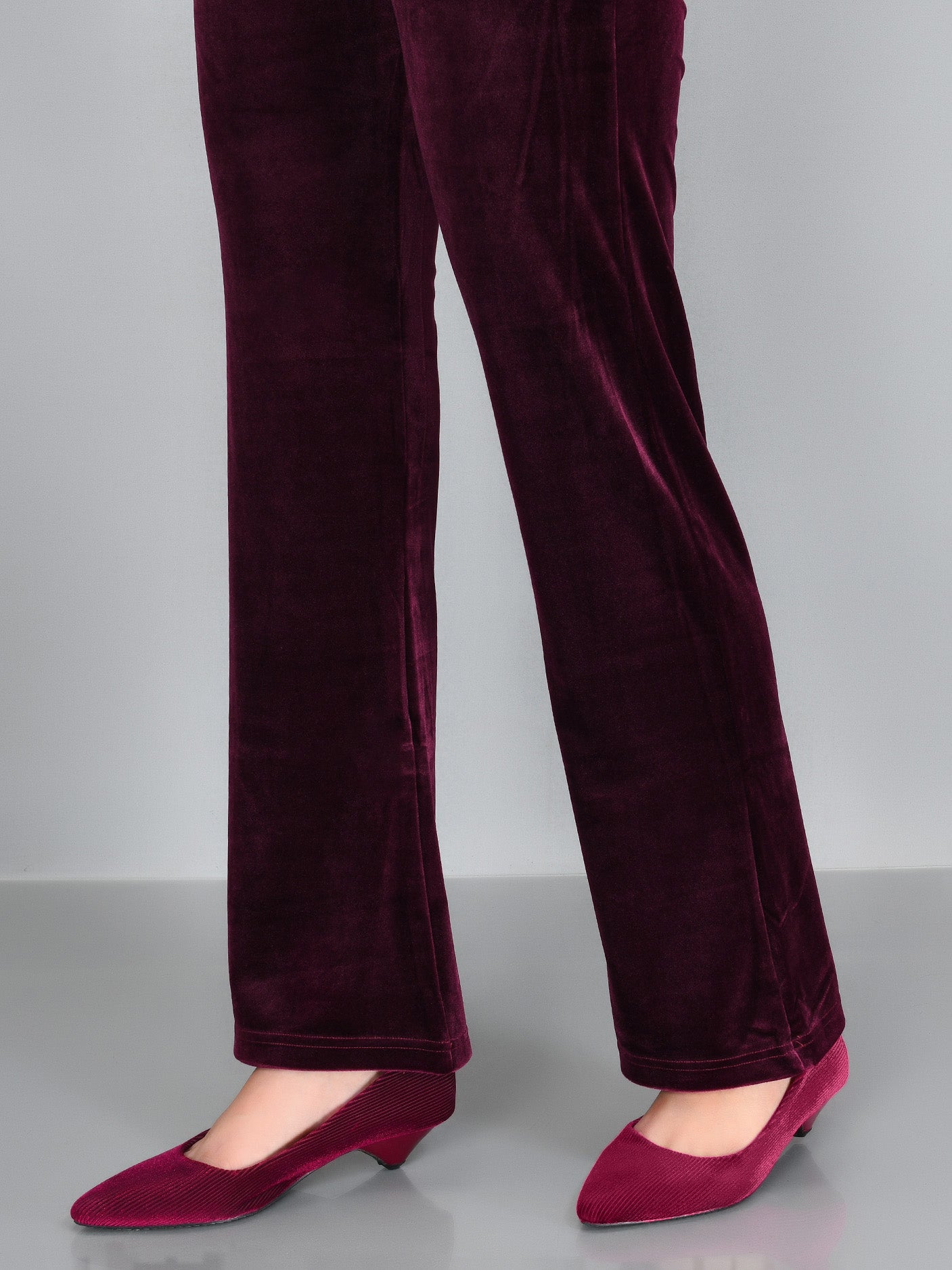 Buy Maroon Solid Velvet Trousers Online  Libas
