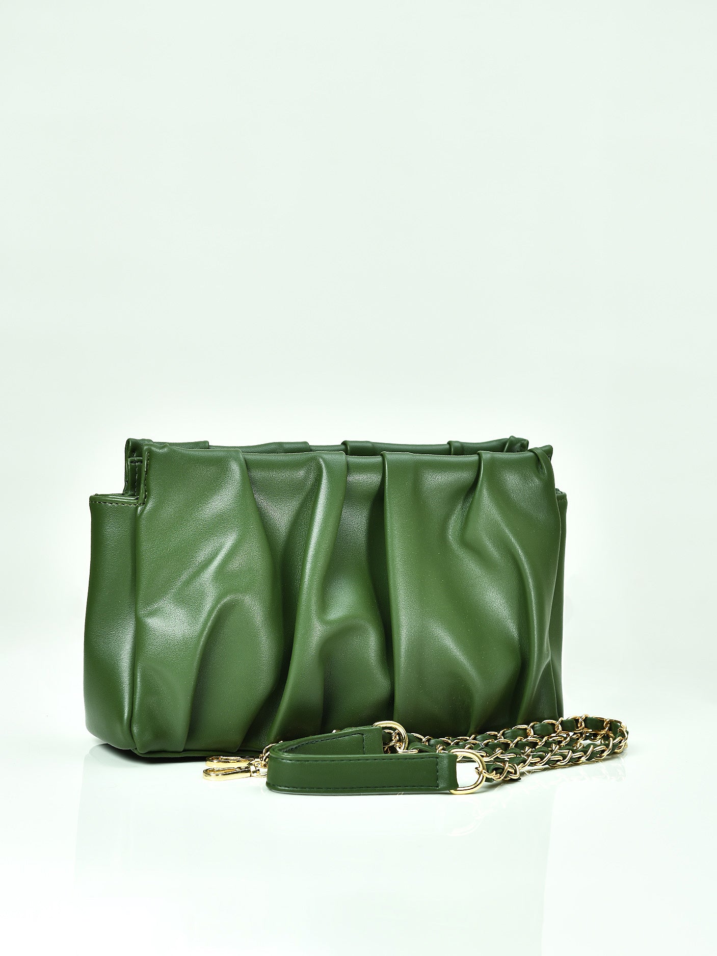 Glossy Pleated Clutch