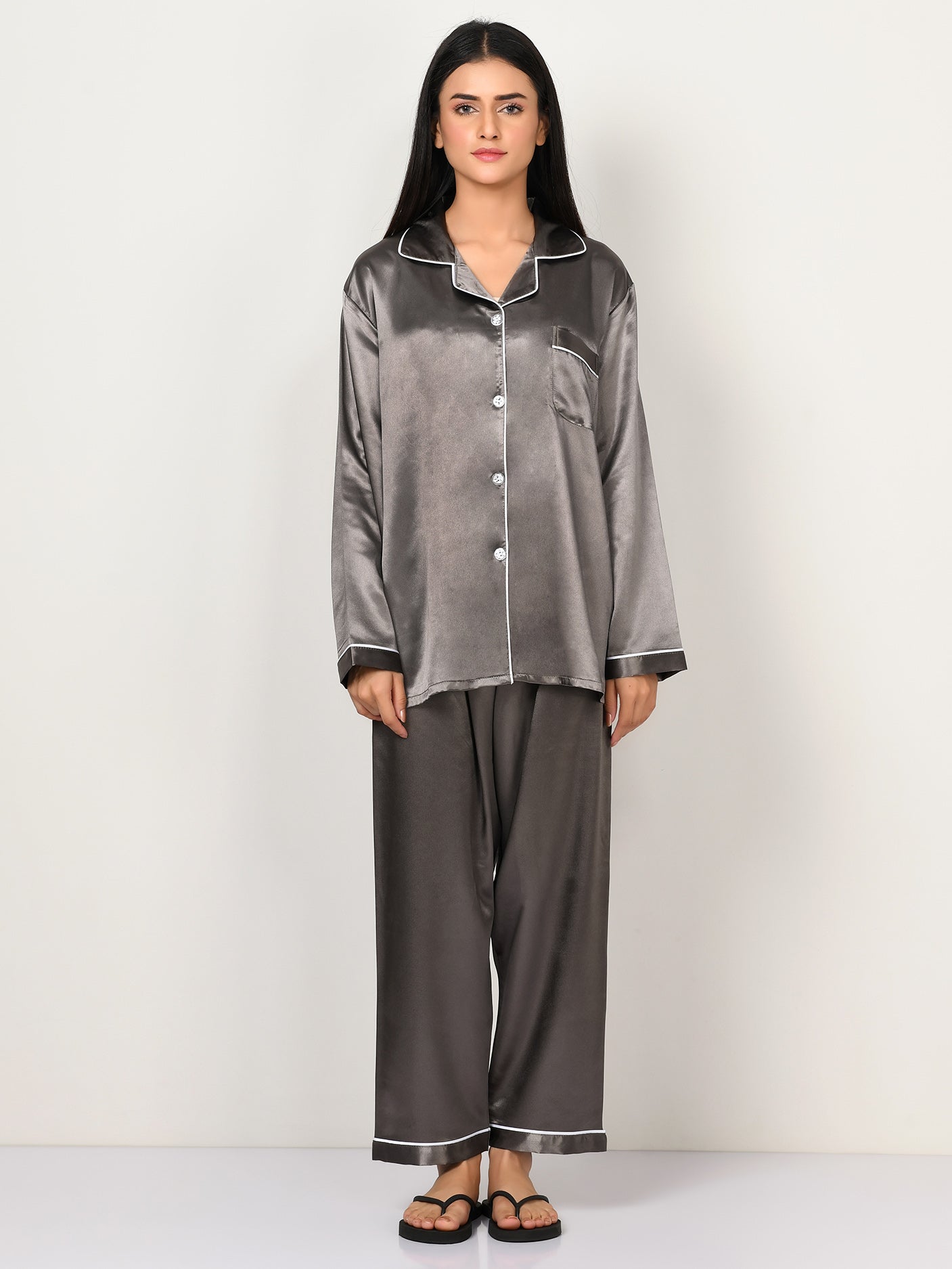 Silk Sleep Suit - Dark Grey
