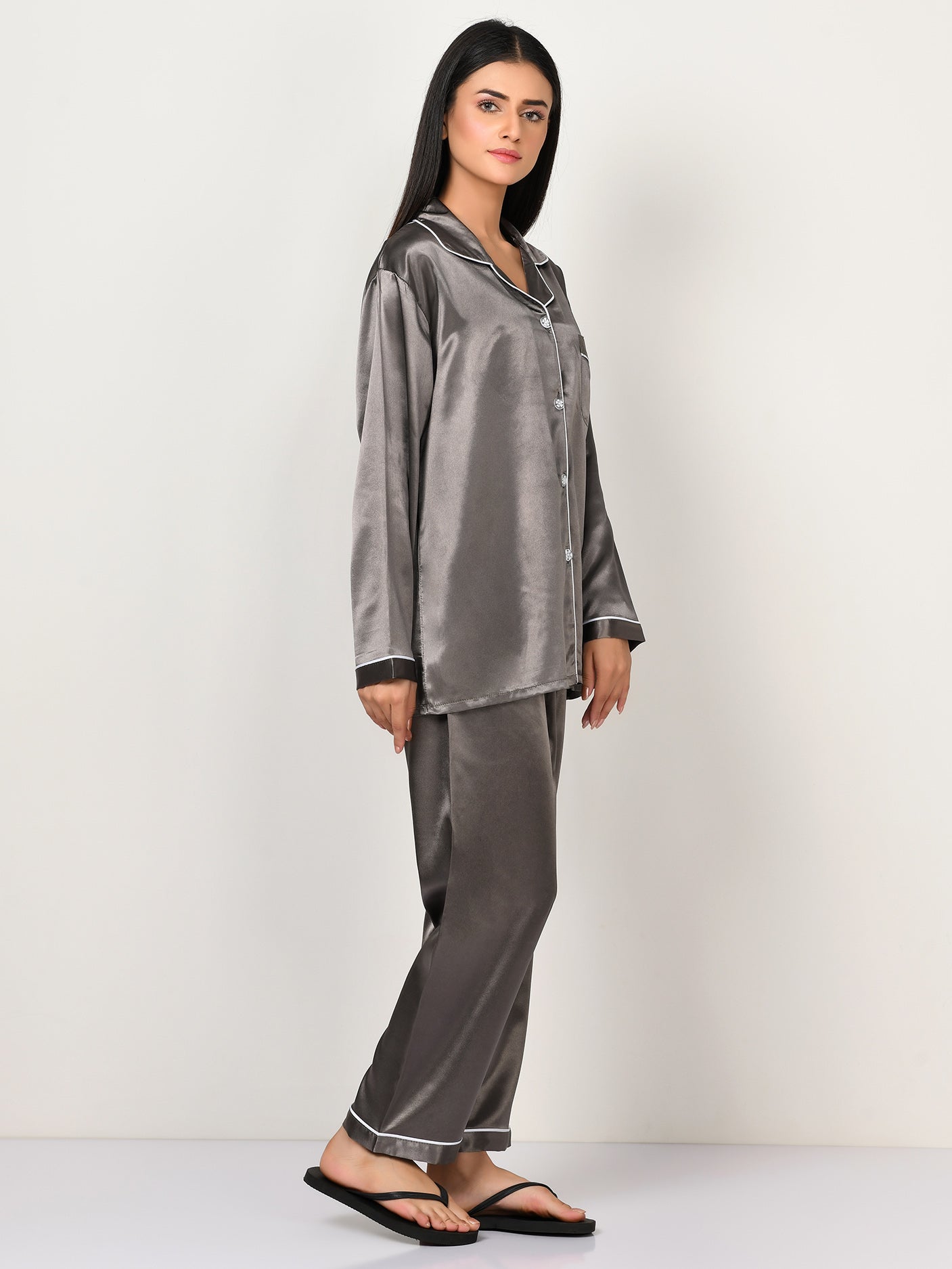 Silk Sleep Suit - Dark Grey