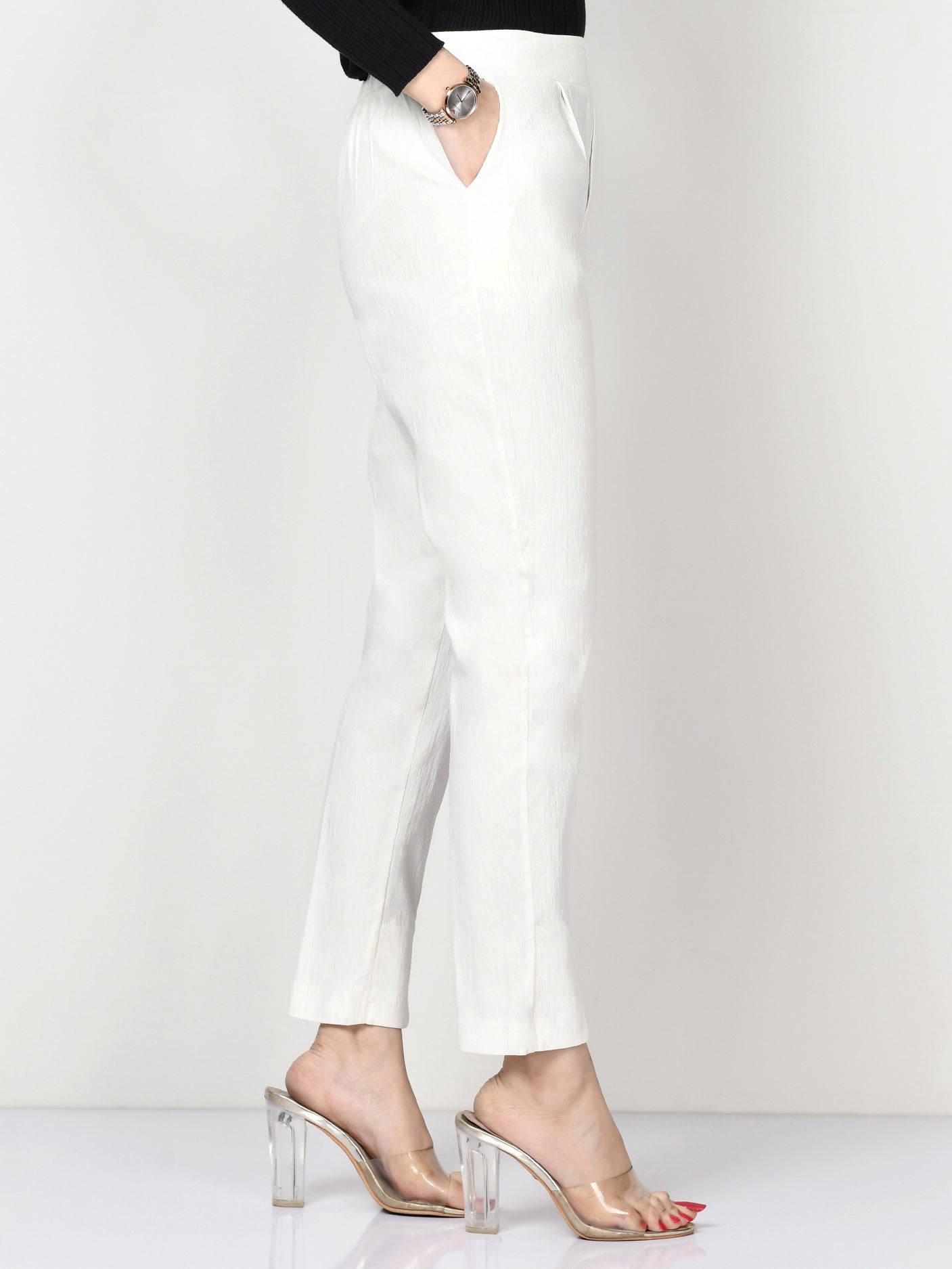 Plain Cotton Trouser - Off White