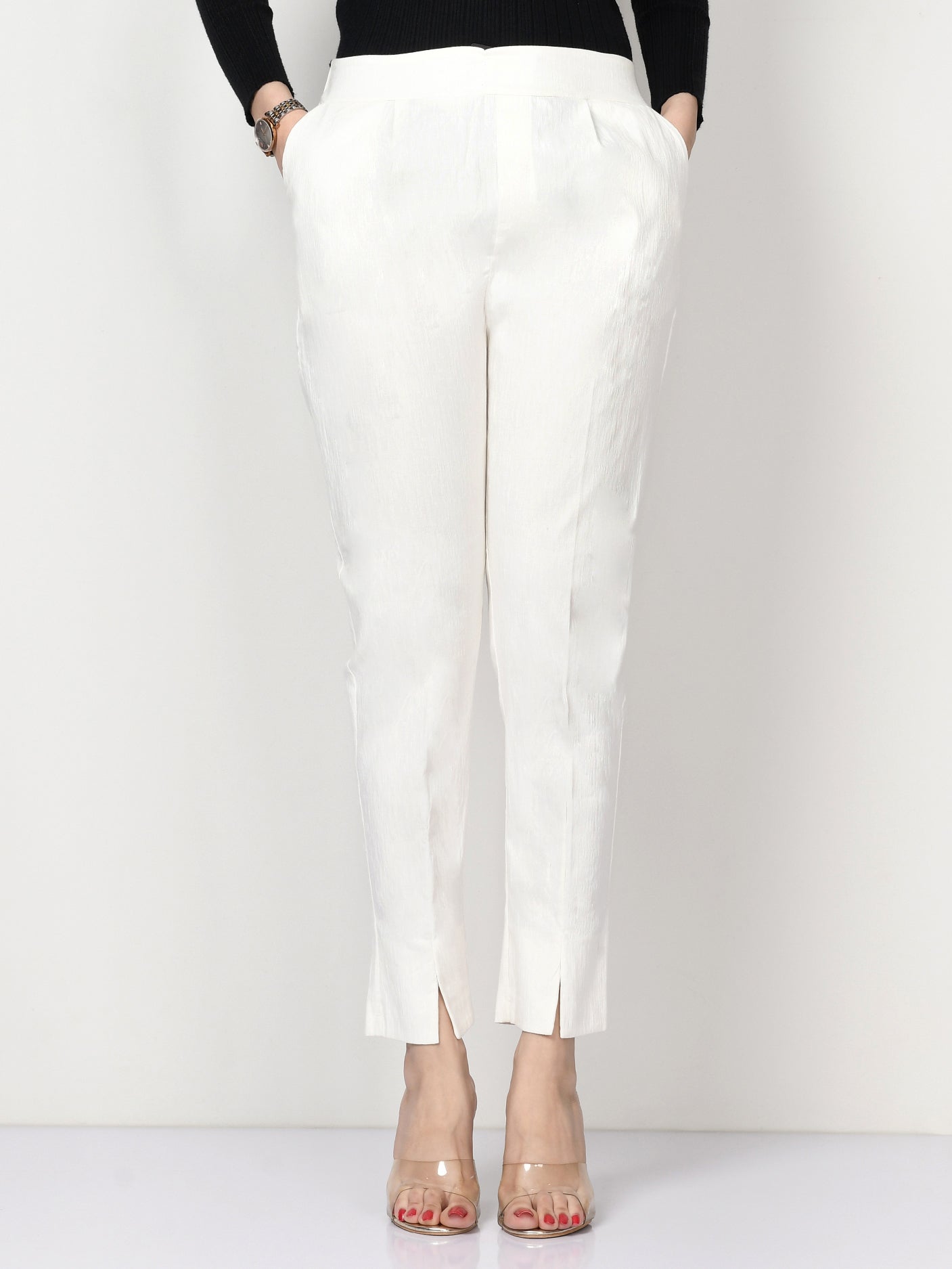 Plain Cotton Trouser - Off White