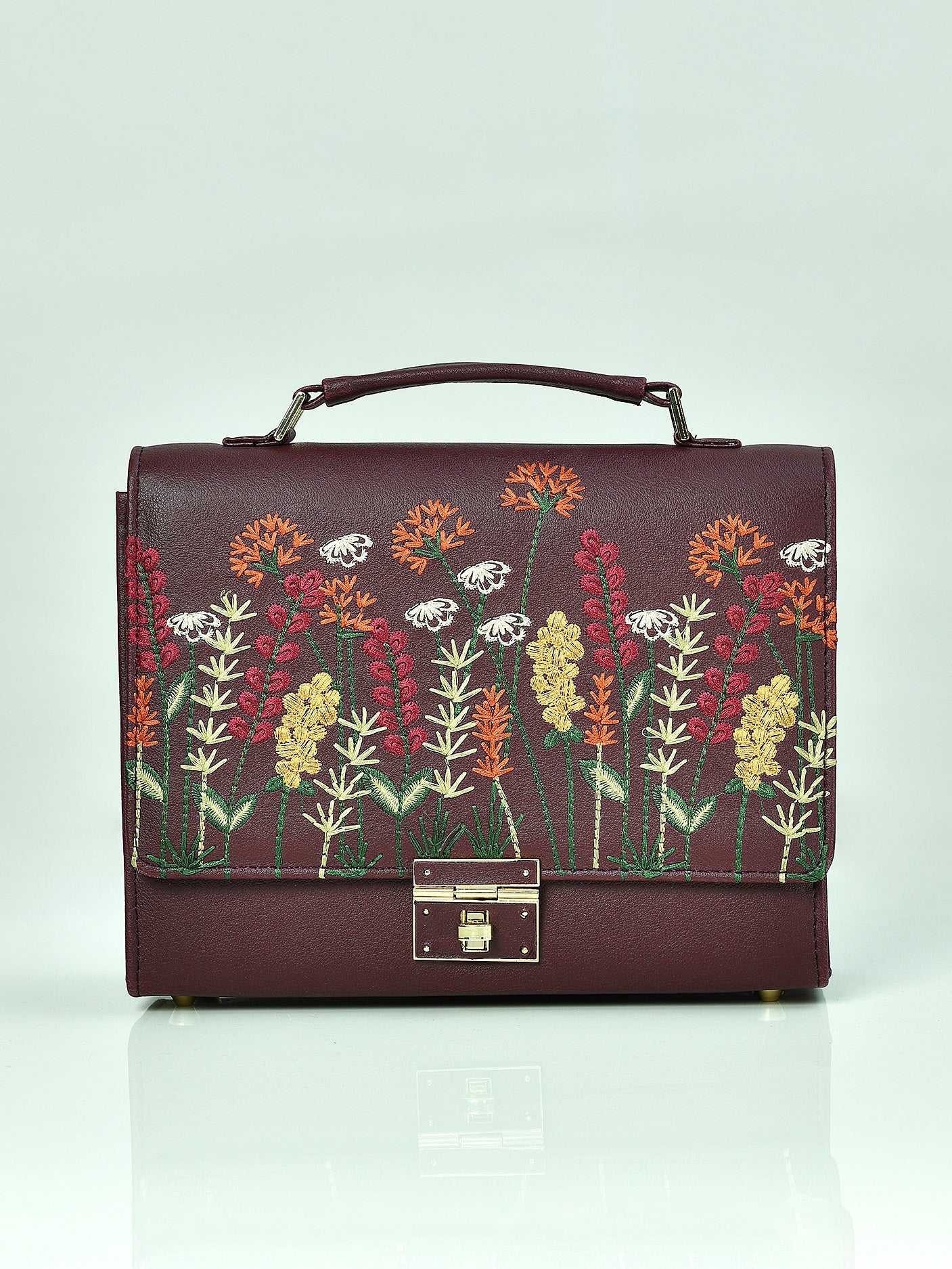 Embroidered Box Hand Bag