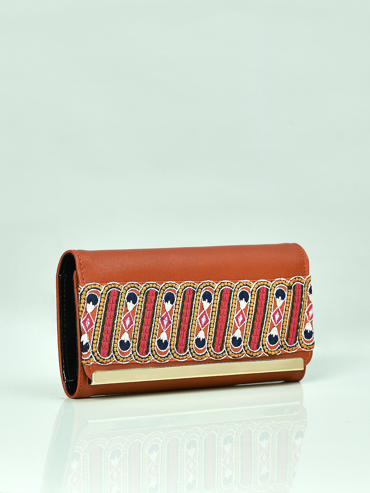 Embroidered Metallic Wallet