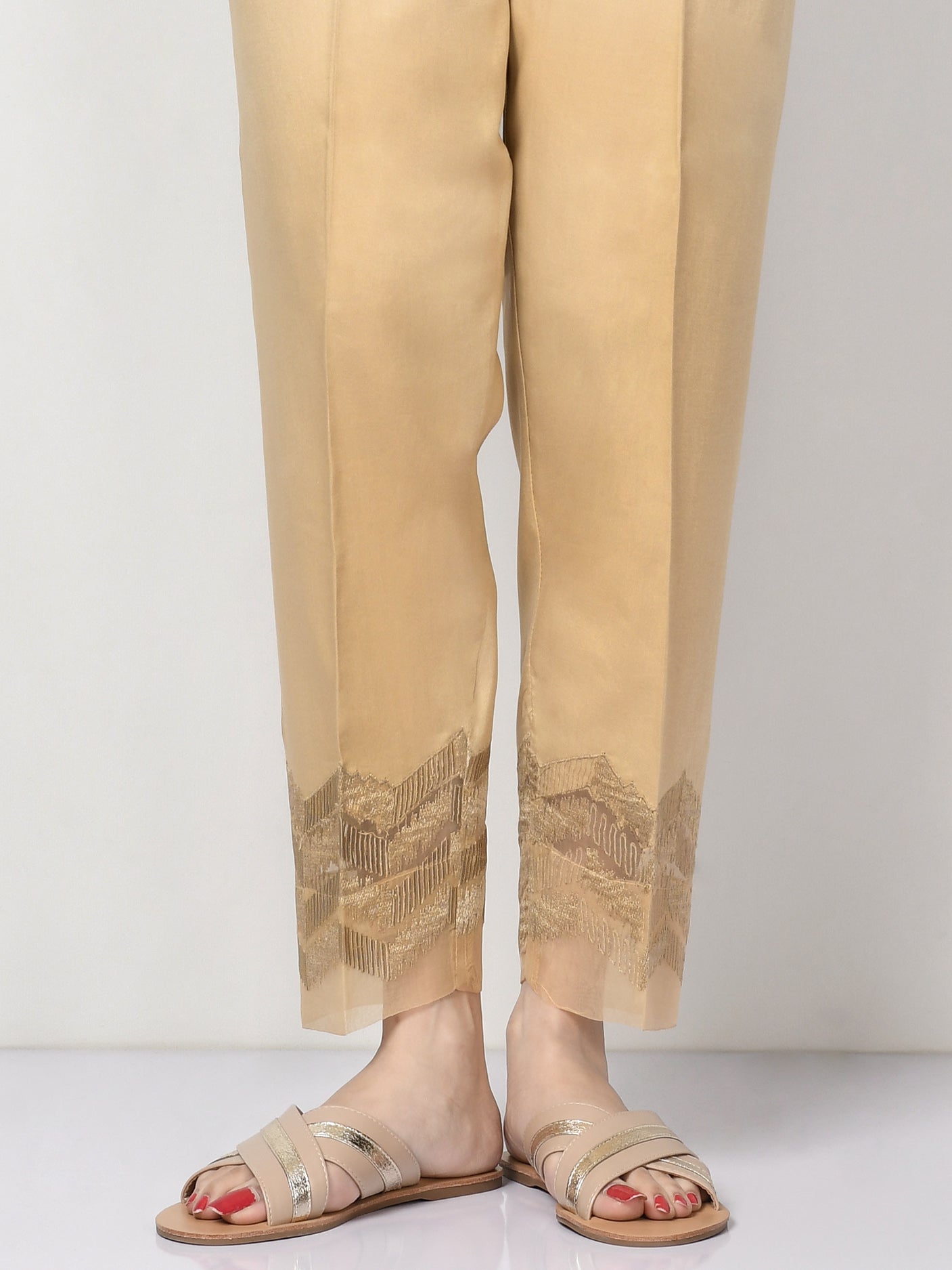 Embroidered Crepe Trouser