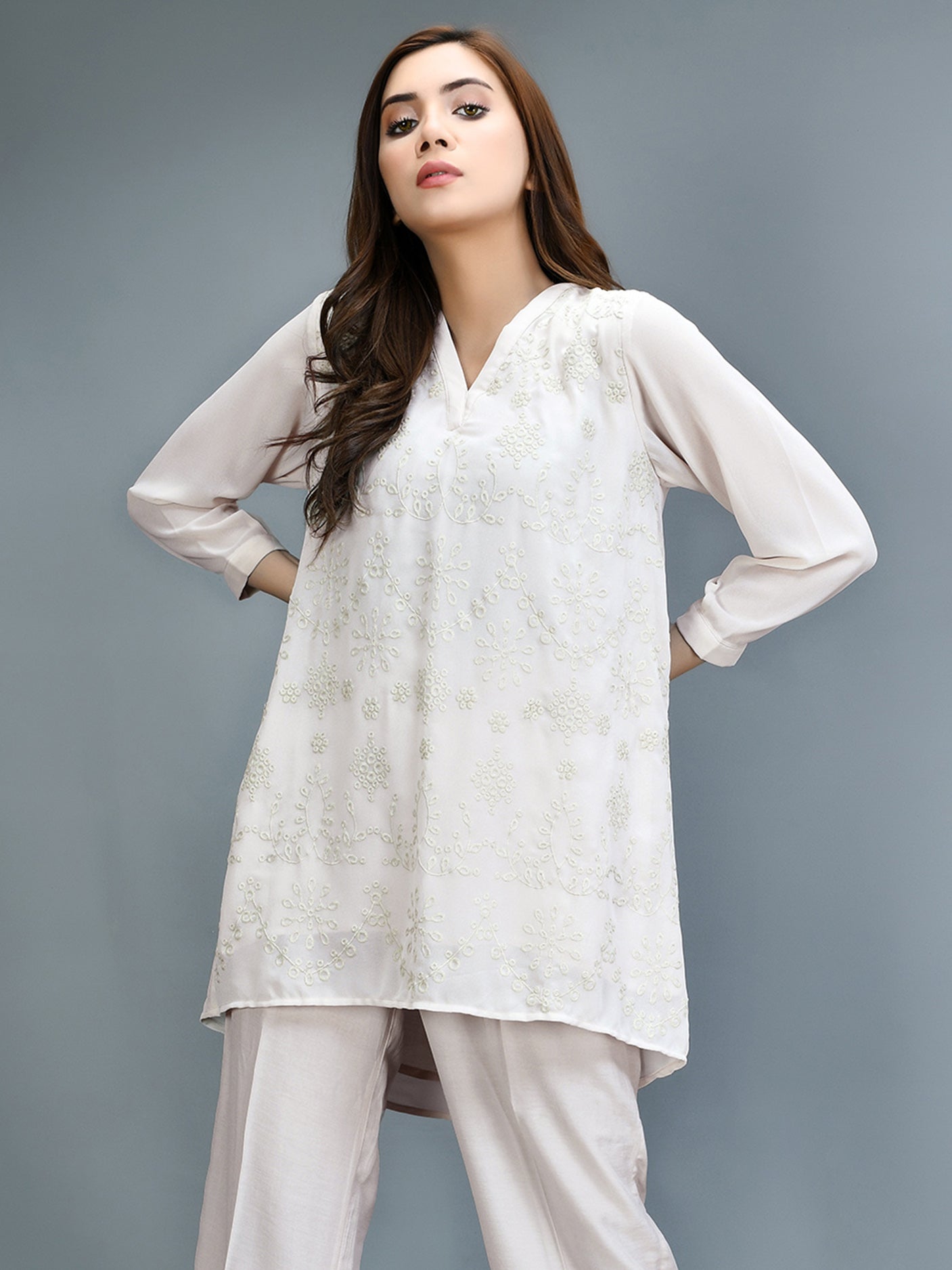 Embroidered Chiffon Top