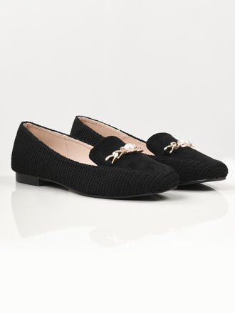 Textured Chain Shoes - Black