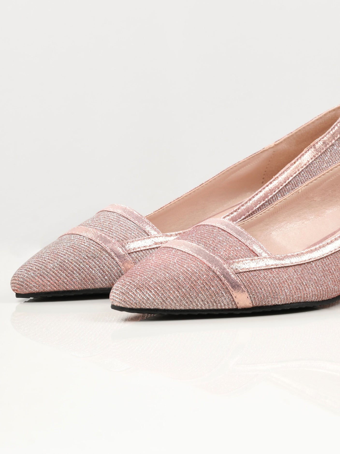 Pointed Shimmer Heels - Tea Pink