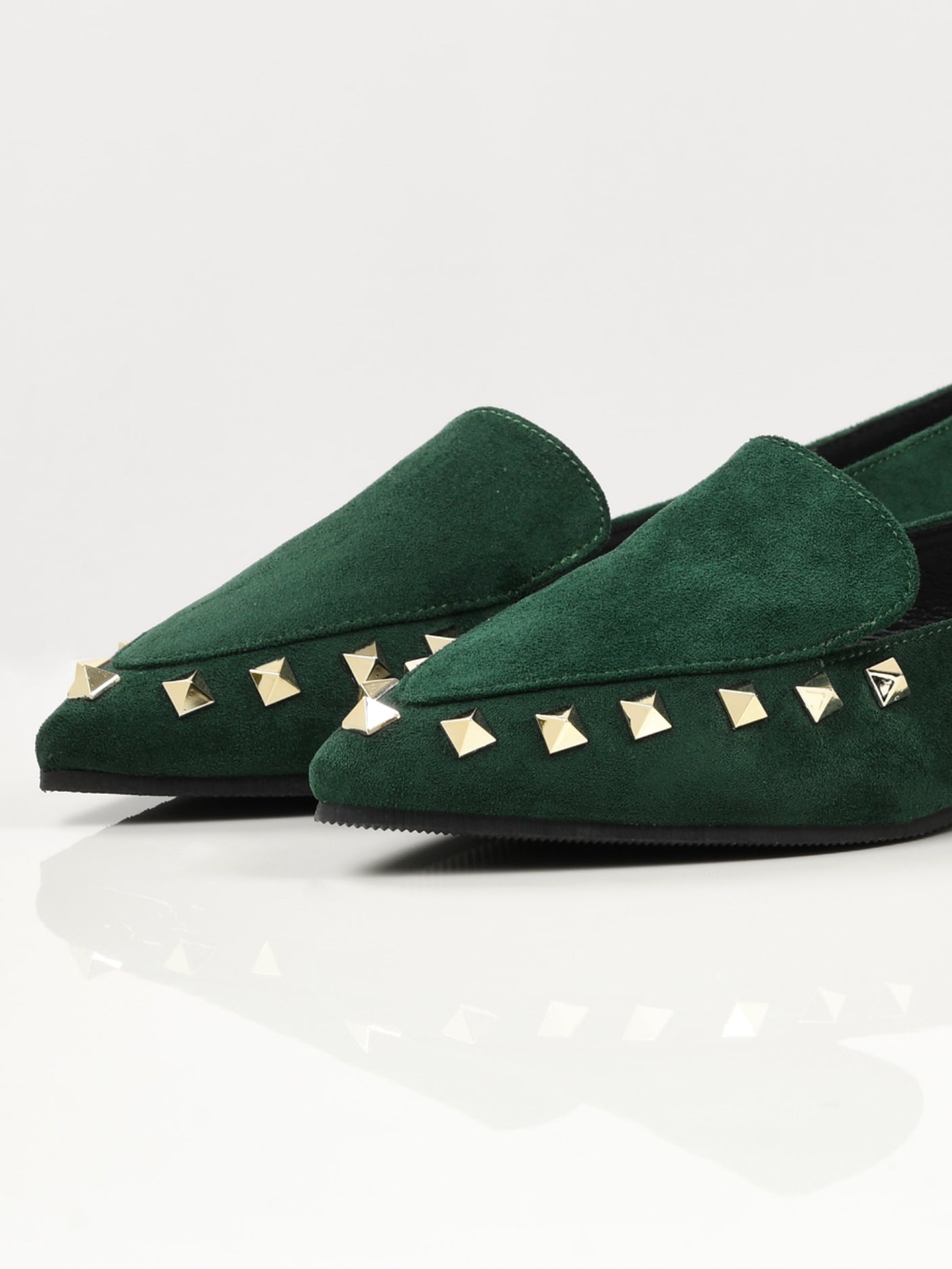 Studded Suede Shoes - Green