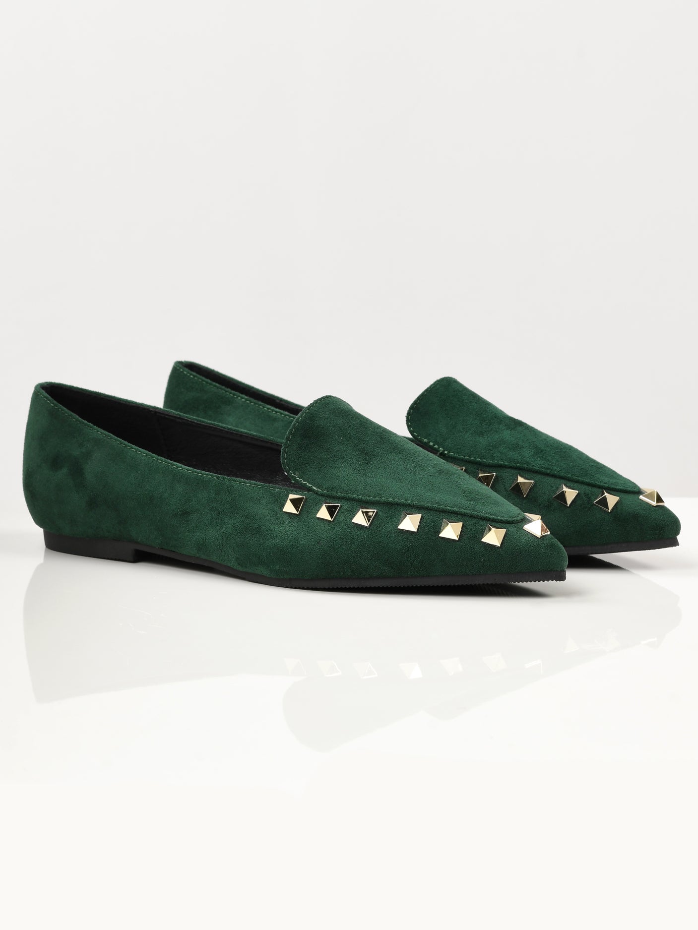 Studded Suede Shoes - Green